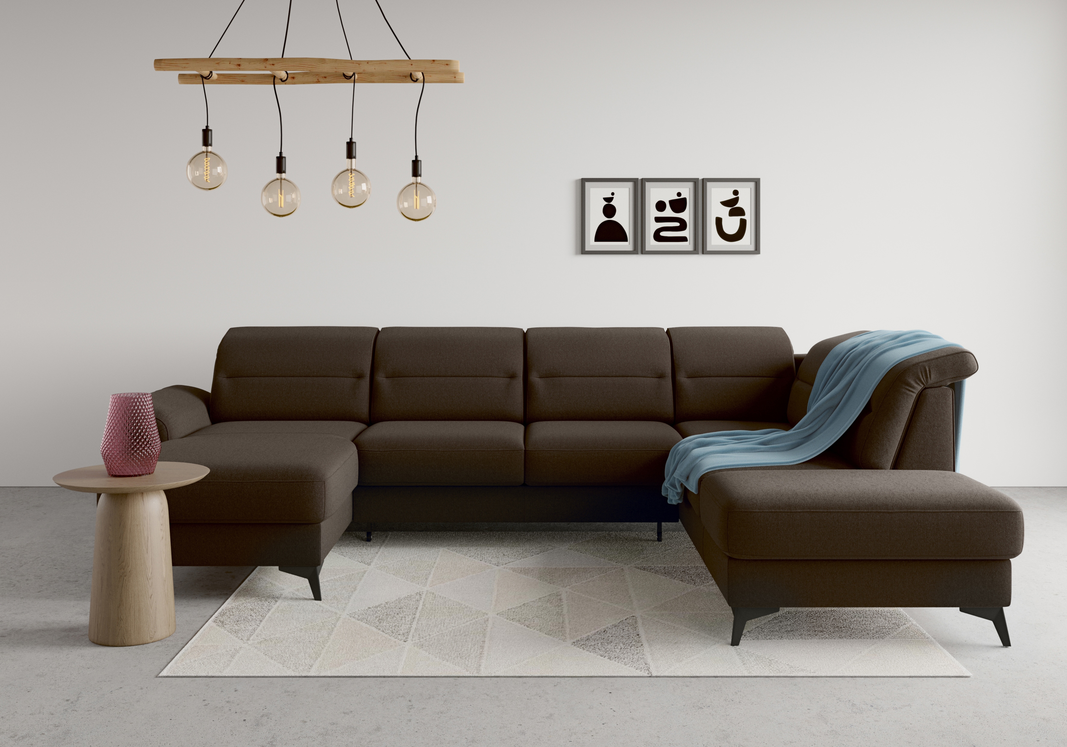 sit&more Wohnlandschaft "Sinatra U-Form" optional mit Kopfteilverstellung und Armteilfunktion, Metallfüße