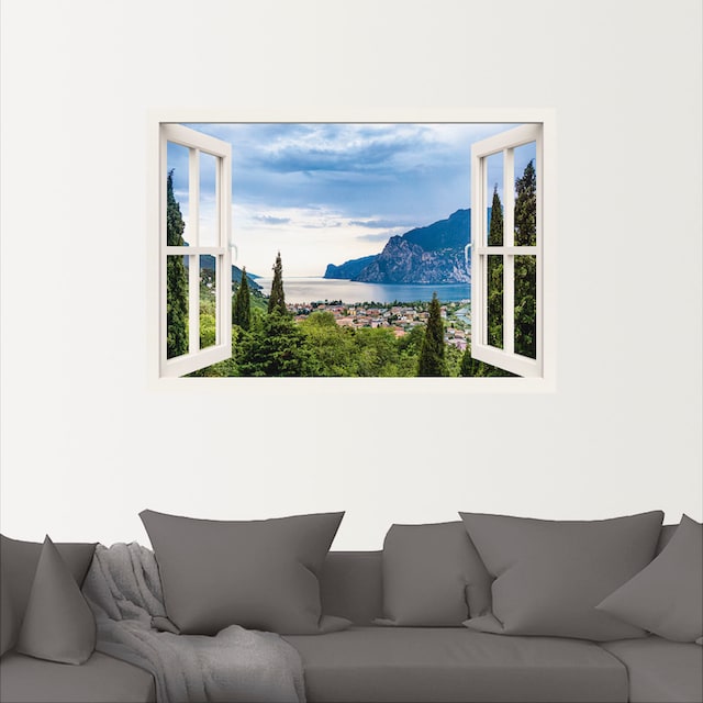 Artland Wandbild »Gardasee durchs weiße Fenster«, Seebilder, (1 St.) | BAUR