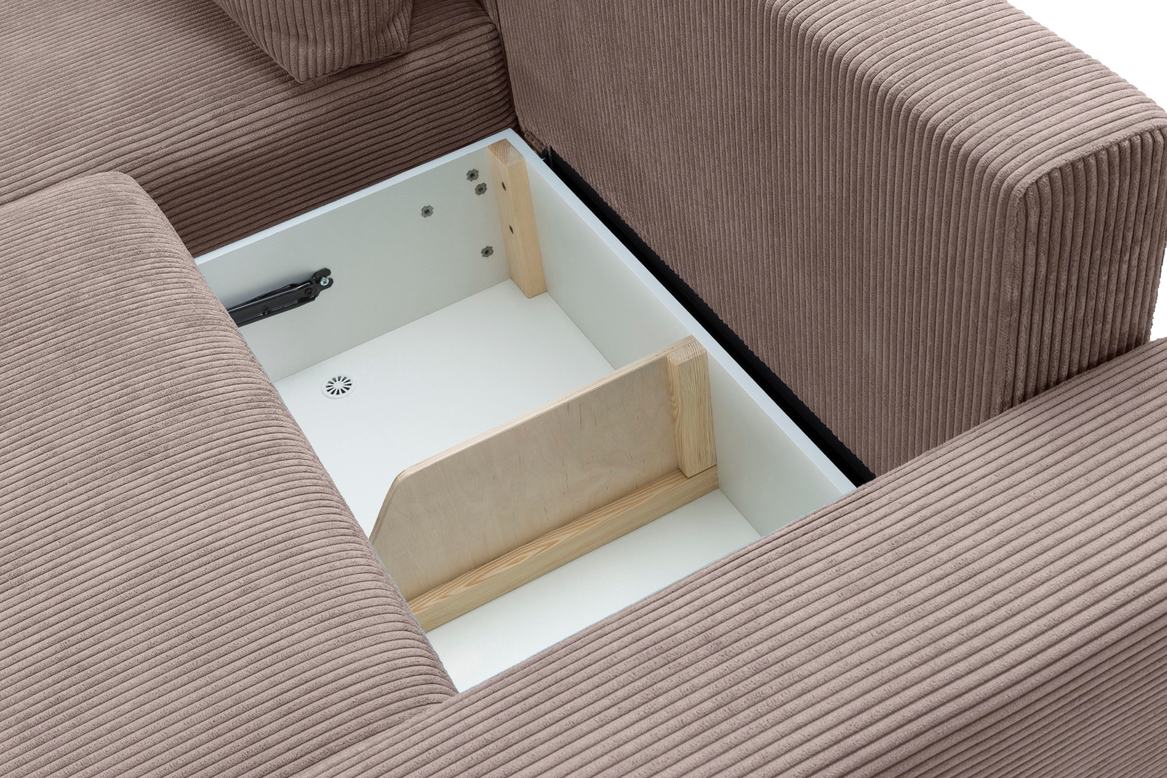 exxpo - sofa fashion Ecksofa »Orinoko, aktuelles Design und hoher Sitzkomfort, L-Form«, inkl. Bettfunktion und Bettkasten, schöne Farben im angesagten Cord