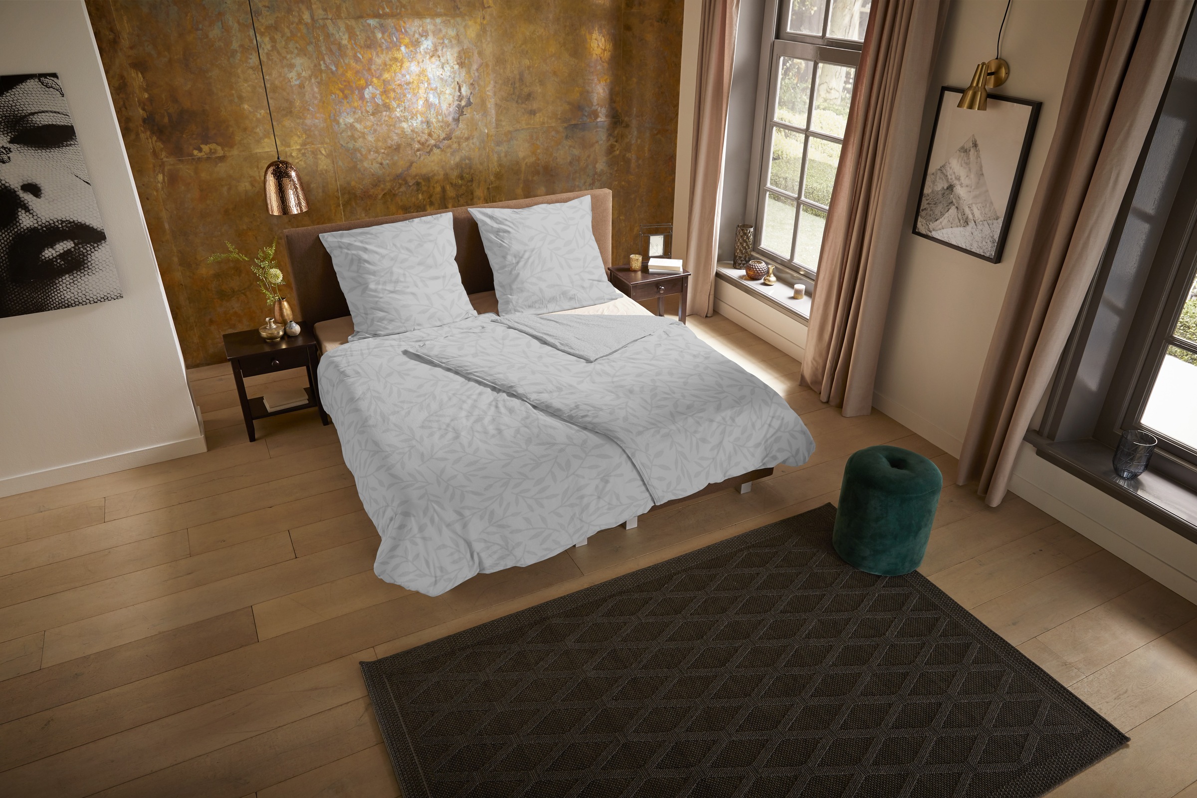 PURE luxury collection Wendebettwäsche »Venlo« 2 Mikrofaser, Pflegeleicht, Reißverschluss, Wende, 3D, blume, uni muster