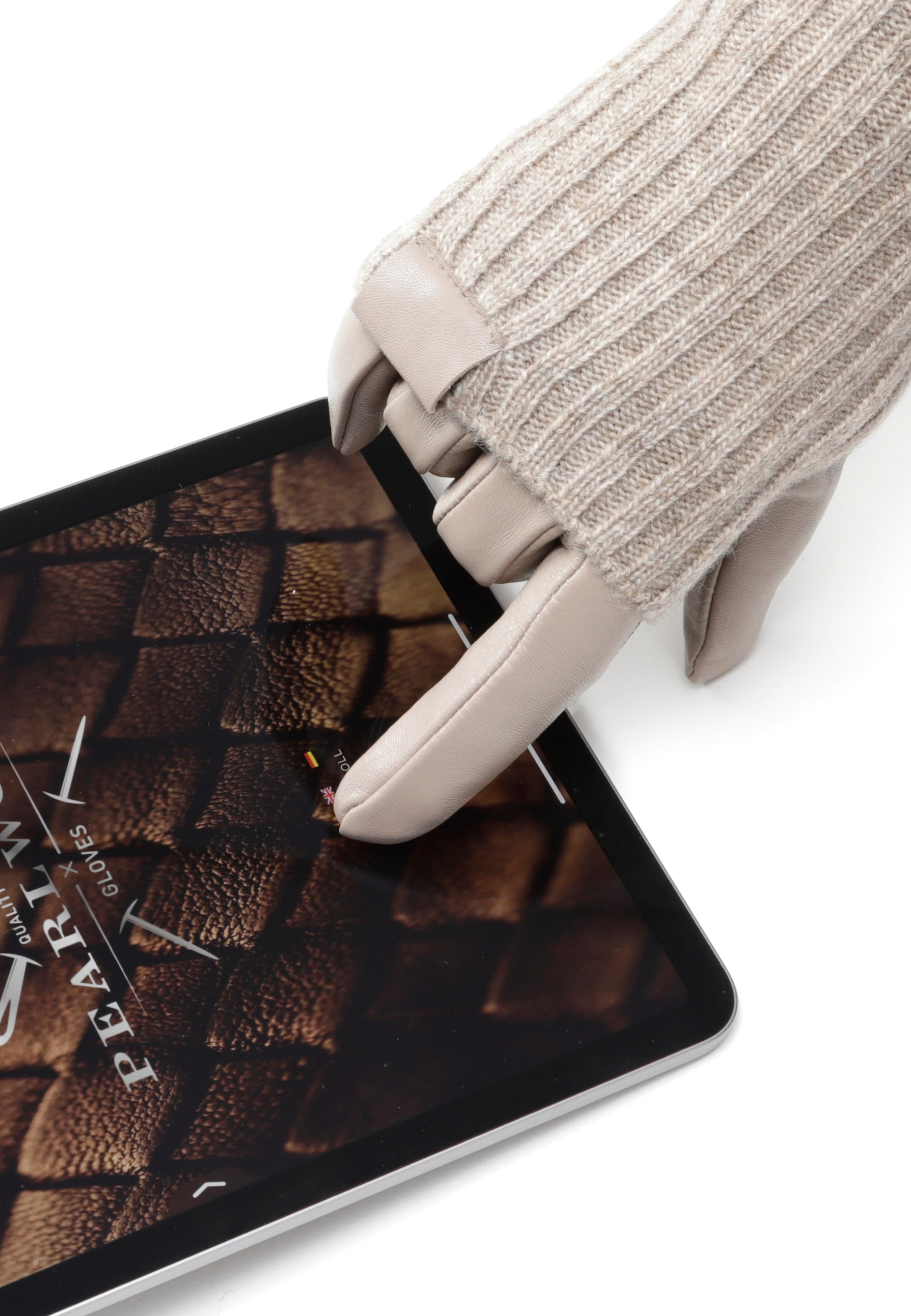 PEARLWOOD Lederhandschuhe »ROMY«, (1 Paar), Fleecefutter, als Lang-oder Kurzhandschuh zu tragen, Strickbündchen