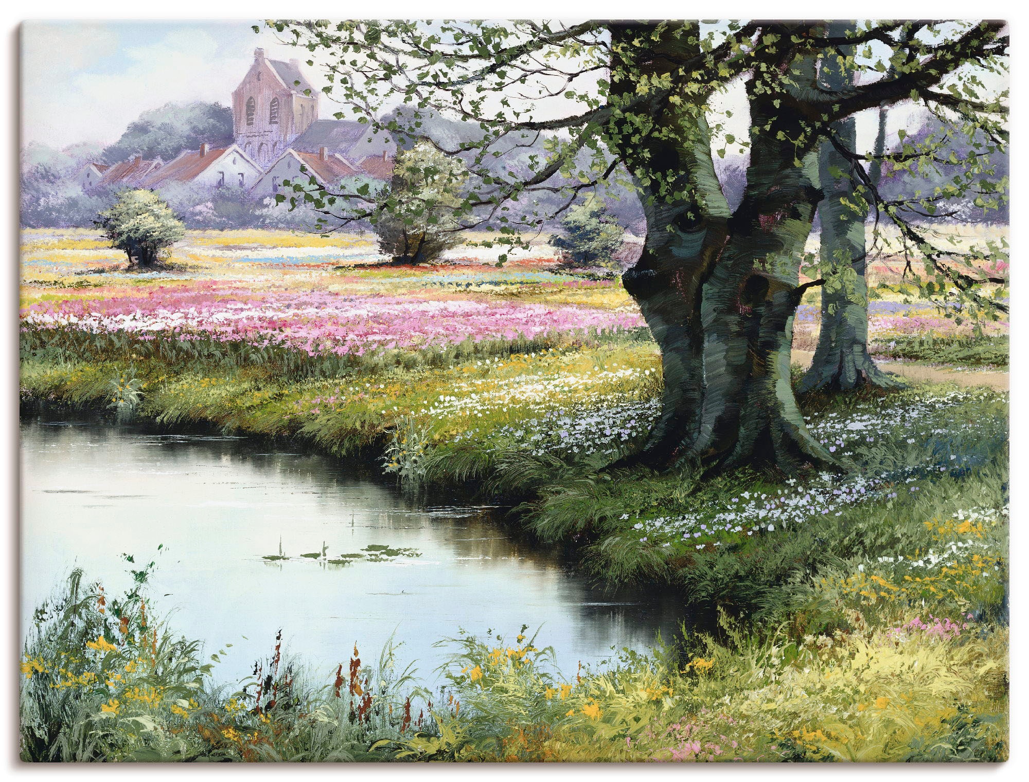 Artland Wandbild "Das Dorf" Felder 1 Stk. tlg. auf Holzrahmen gespannt günstig online kaufen