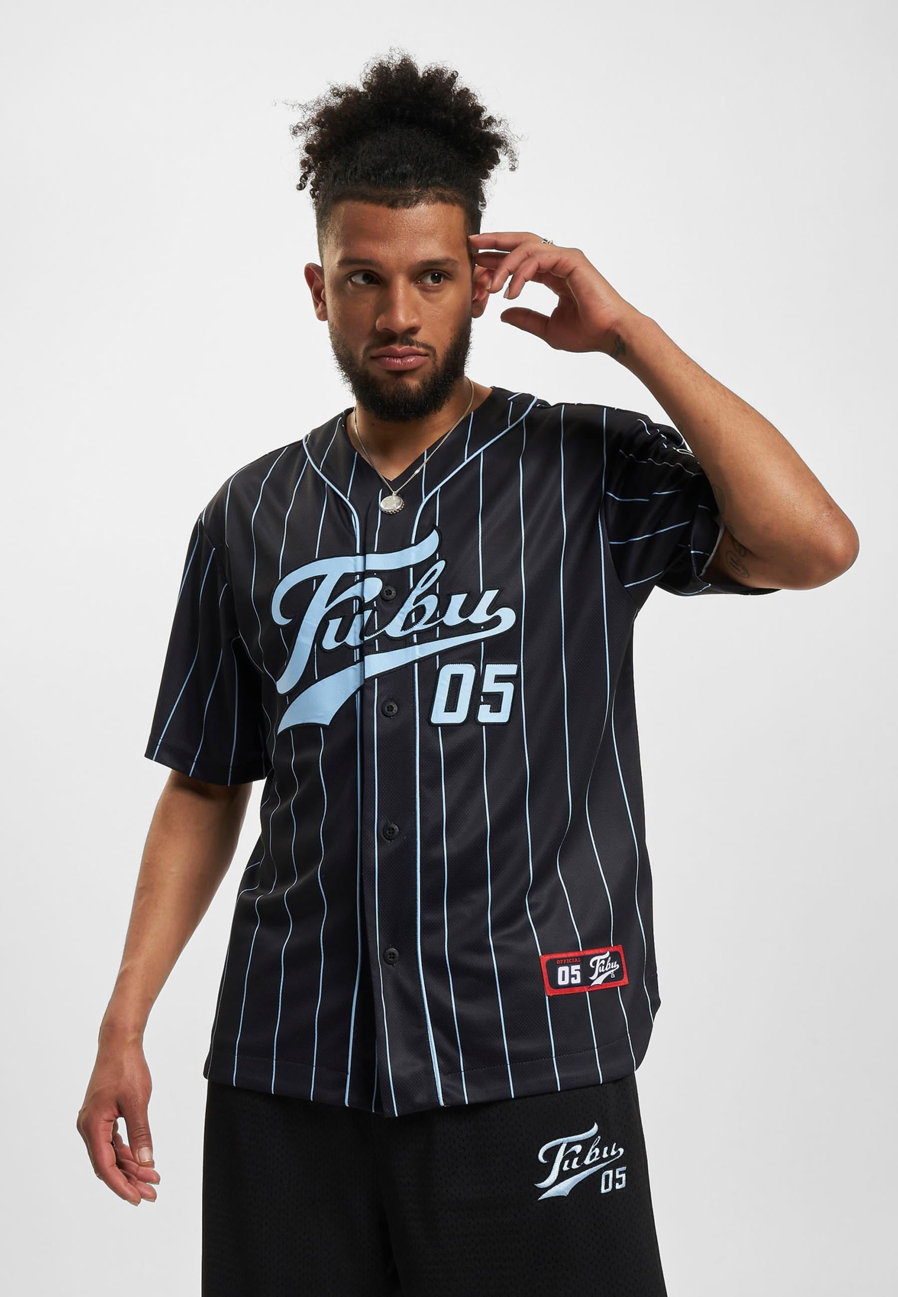 Fubu Langarmhemd »Fubu Herren FM232-003-1 FUBU Varsity Pinstripe Baseball Jersey«, (1 tlg.)