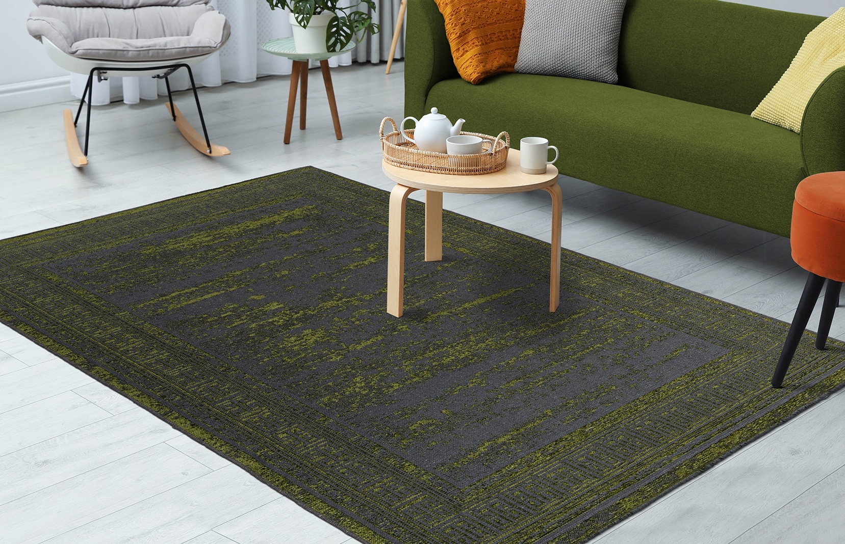Kayoom Teppich "Kalea 325" rechteckig 8 mm Höhe Flachgewebeteppich mit Relief-Design, Used-Look, moderne Farben