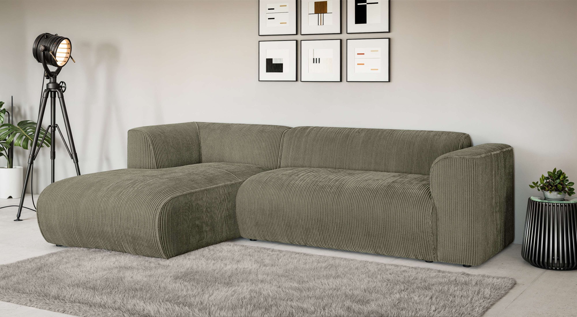 Home affaire Ecksofa "GENTON L-Form (257 cm), zeitlos & stilvolles Design," Aufwendig gepolstert, in Cord, Chenille und Struktur
