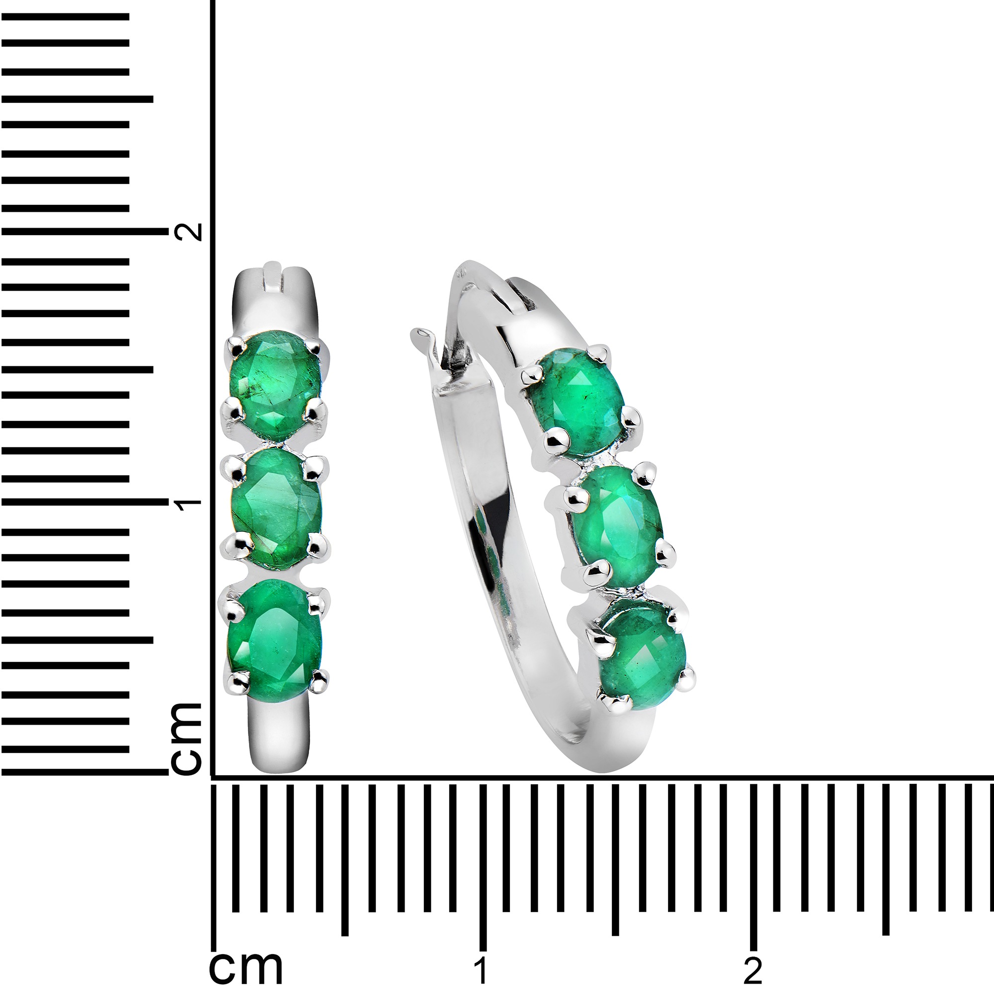 Vira Jewels Paar Creolen »Silber 925 rhodiniert mit 6 echten Smaragden«