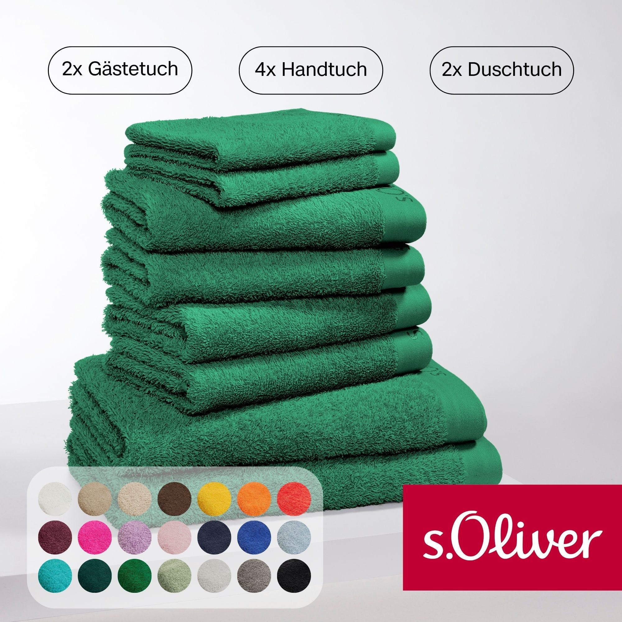 s.Oliver "s.Oliver, Premium Qualität, 600 gr/m²" Set 8 Stk. Walkfrottier 2 Gästetücher 30x50, 4 Handtücher 50x100, 2 Duschtücher 70x140