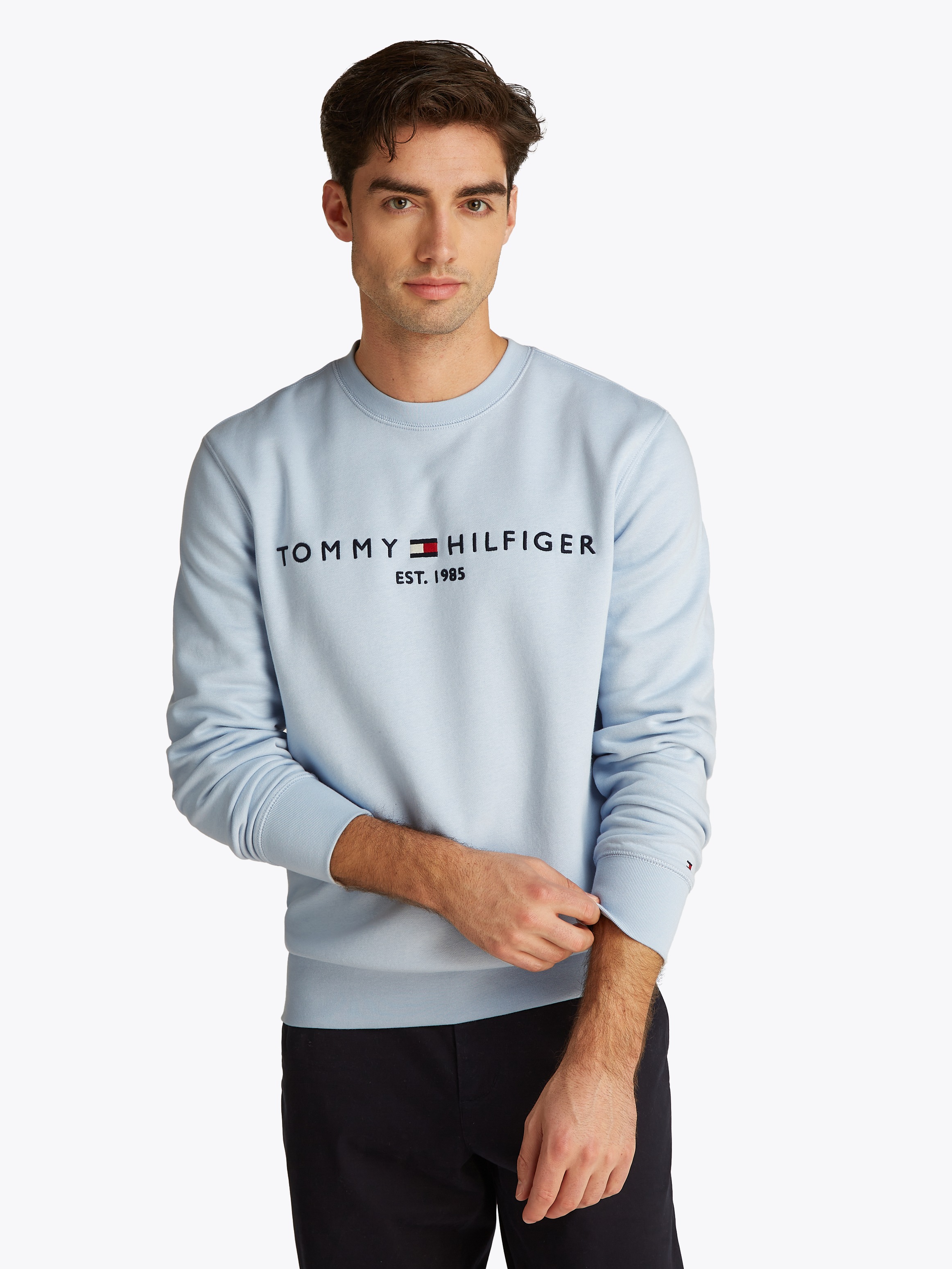 Tommy Hilfiger "TOMMY LOGO SWEATSHIRT mit Rundhals und Stickerei", unifarbe günstig online kaufen
