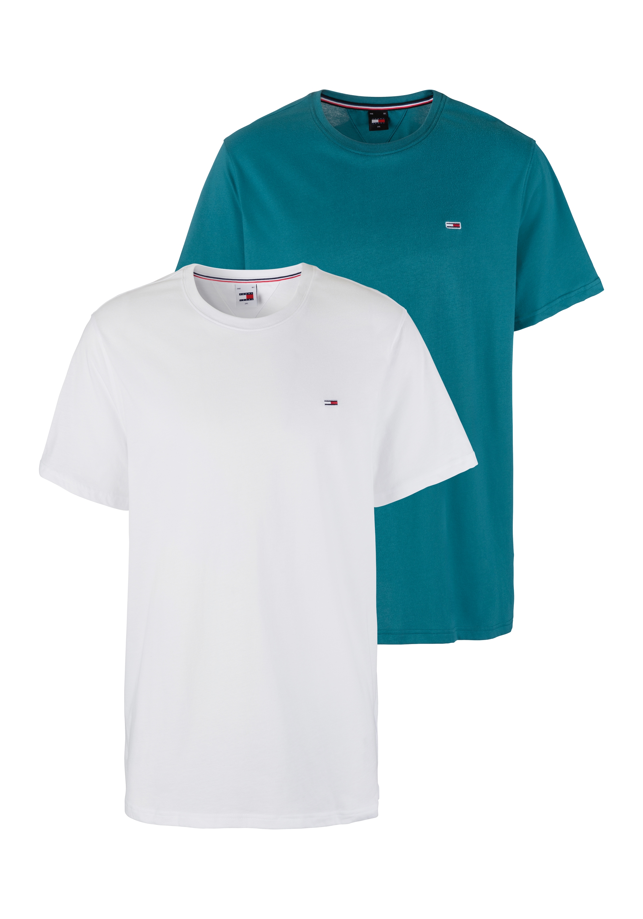 T-Shirt »TJM XSLIM 2PACK JERSEY TEE EXT«, (Packung, 2 tlg.), Markenstickerei