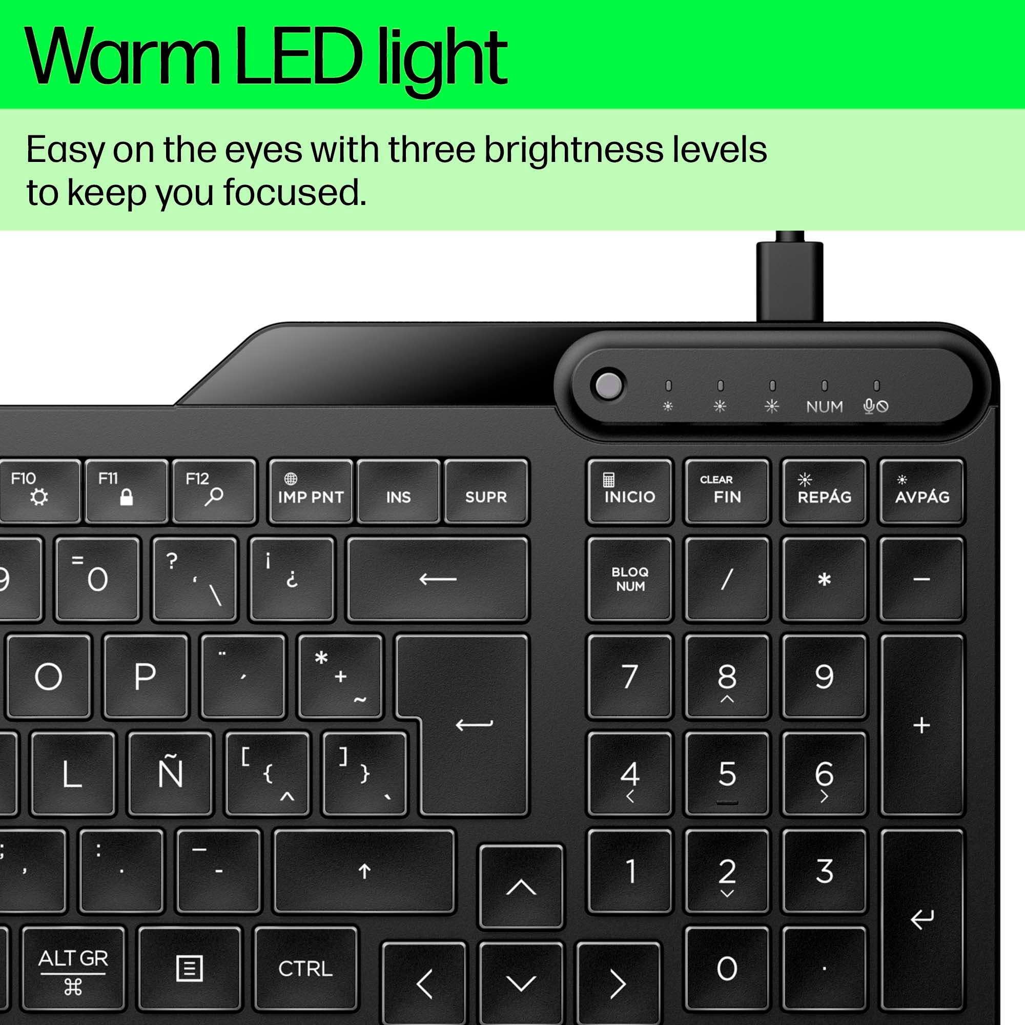 HP Tastatur »400 Backlit Wired Keyboard«, (Ziffernblock-Fn-Tasten)