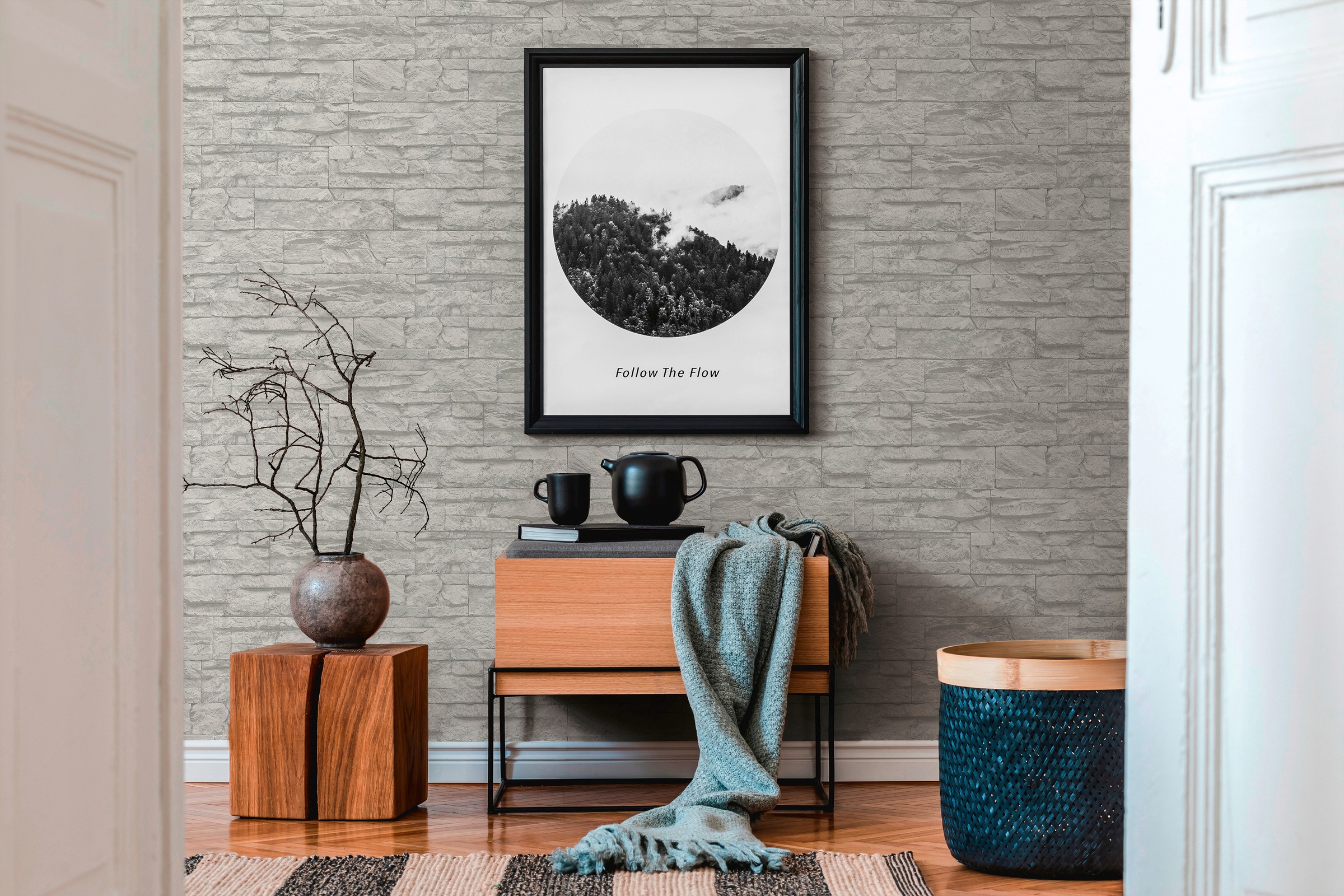 living walls Vinyltapete »Best of Wood`n Stone 2nd Edition«, Steinoptik-gemustert-Motiv, Modern Tapete Stein Tapeten Wohnzimmer Schlafzimmer Küche Flur Design