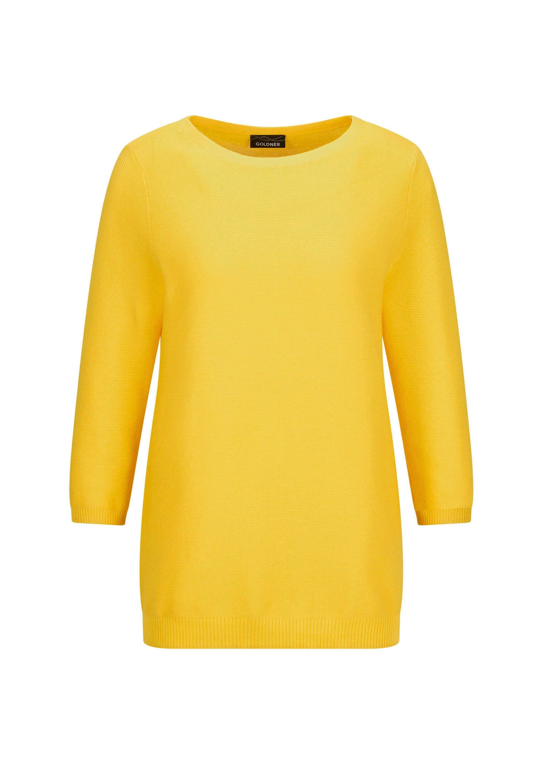 GOLDNER "Kurzgröße Eleganter Baumwollpullover, Halbarm" U-Boot-Ausschnitt