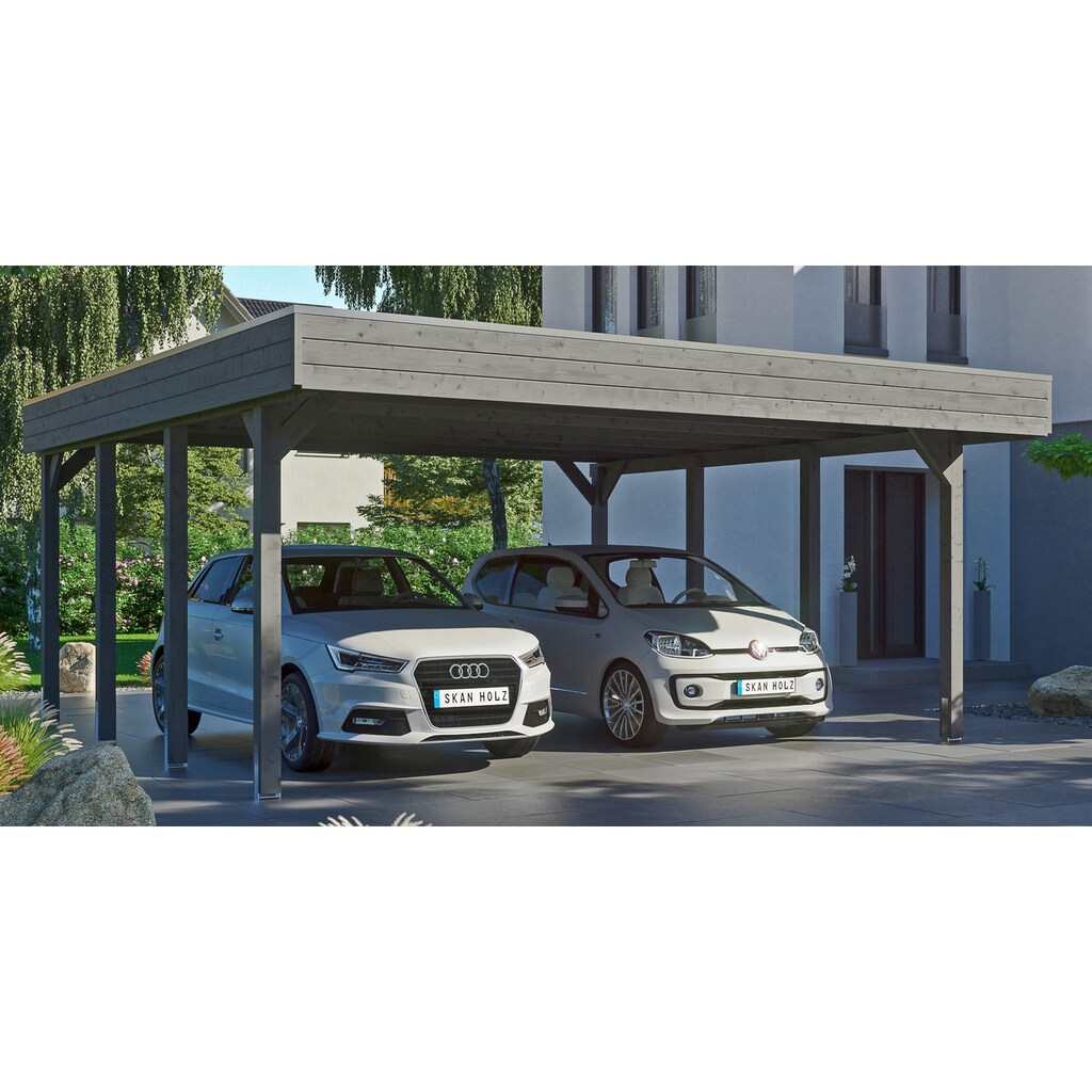 Skanholz Doppelcarport »Friesland«, Fichtenholz, 514 cm, dunkelgrau