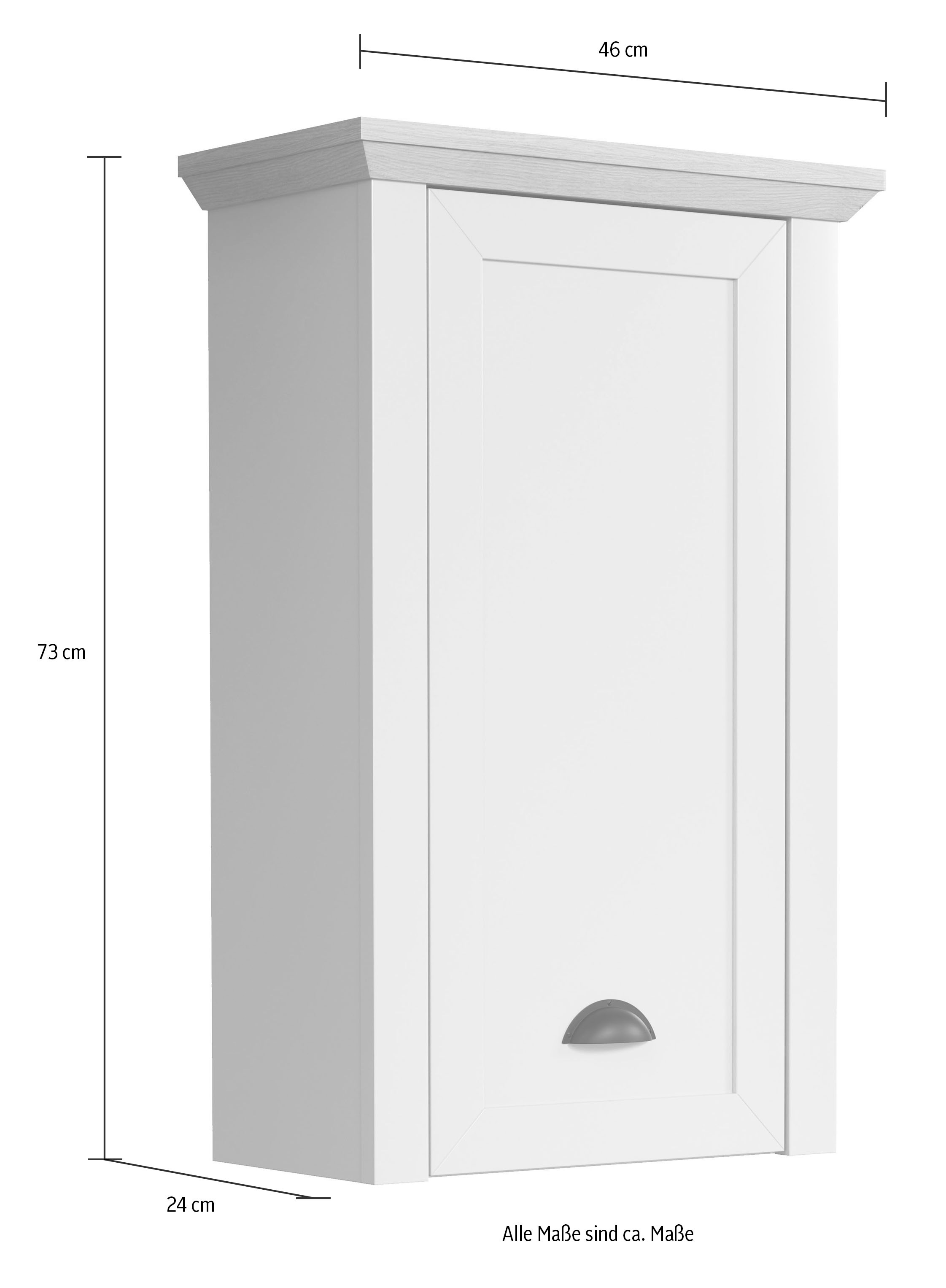 Home affaire Hängeschrank, Badschrank mit Muschelgriff im Landhaus-Look - (B/T/H) 46/24/73 cm