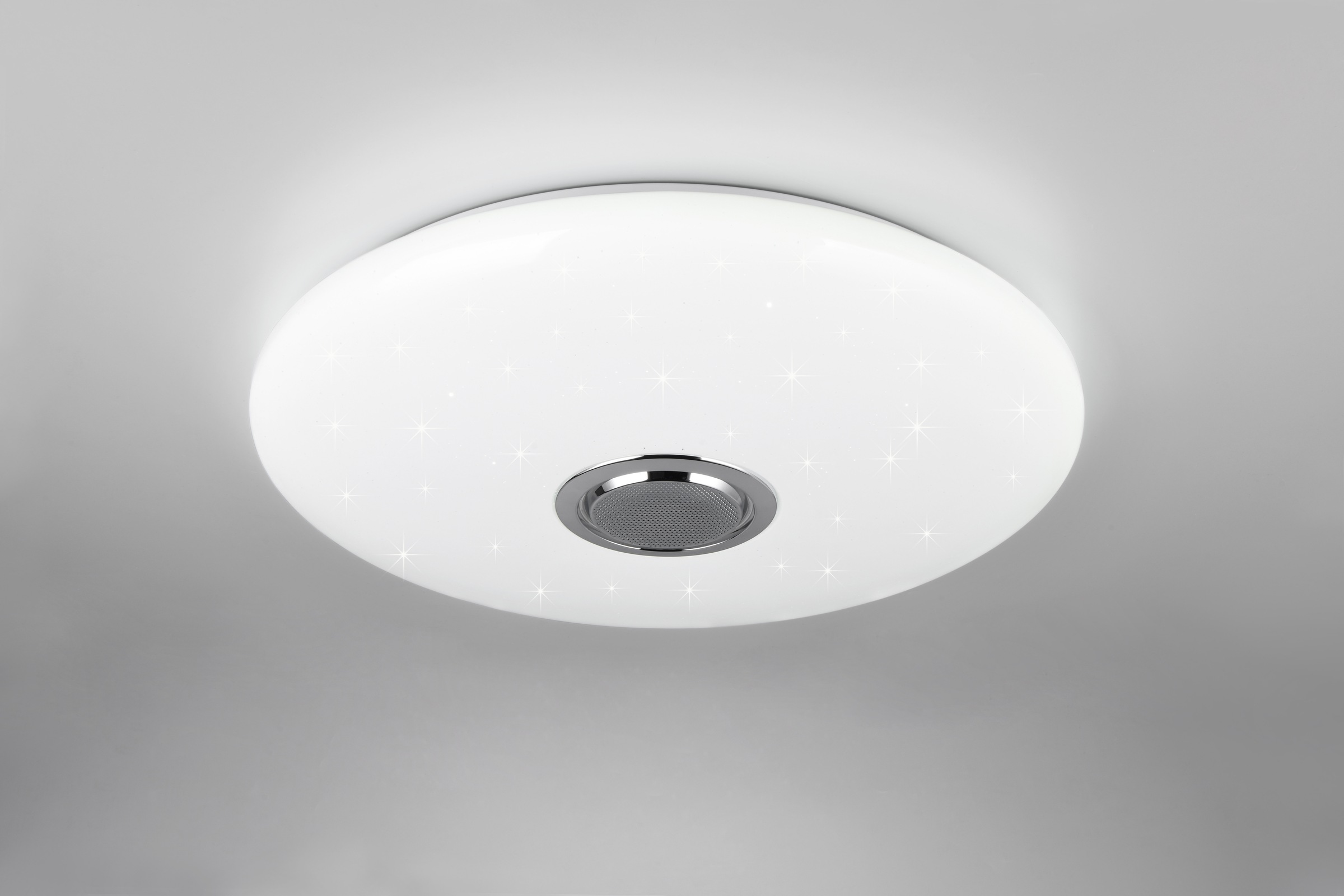 REALITY Leuchten LED Deckenleuchte »MUSICA, LED Deckenlampe mit Bluetooth Lautsprecher, Fernbedienung inkl«, 1 flammig, Leuchtmittel LED-Board | LED fest integriert, RGBW Farbwechsel mit Rainbow-Effekt, dimmbar, Timer, Starlight, Memory