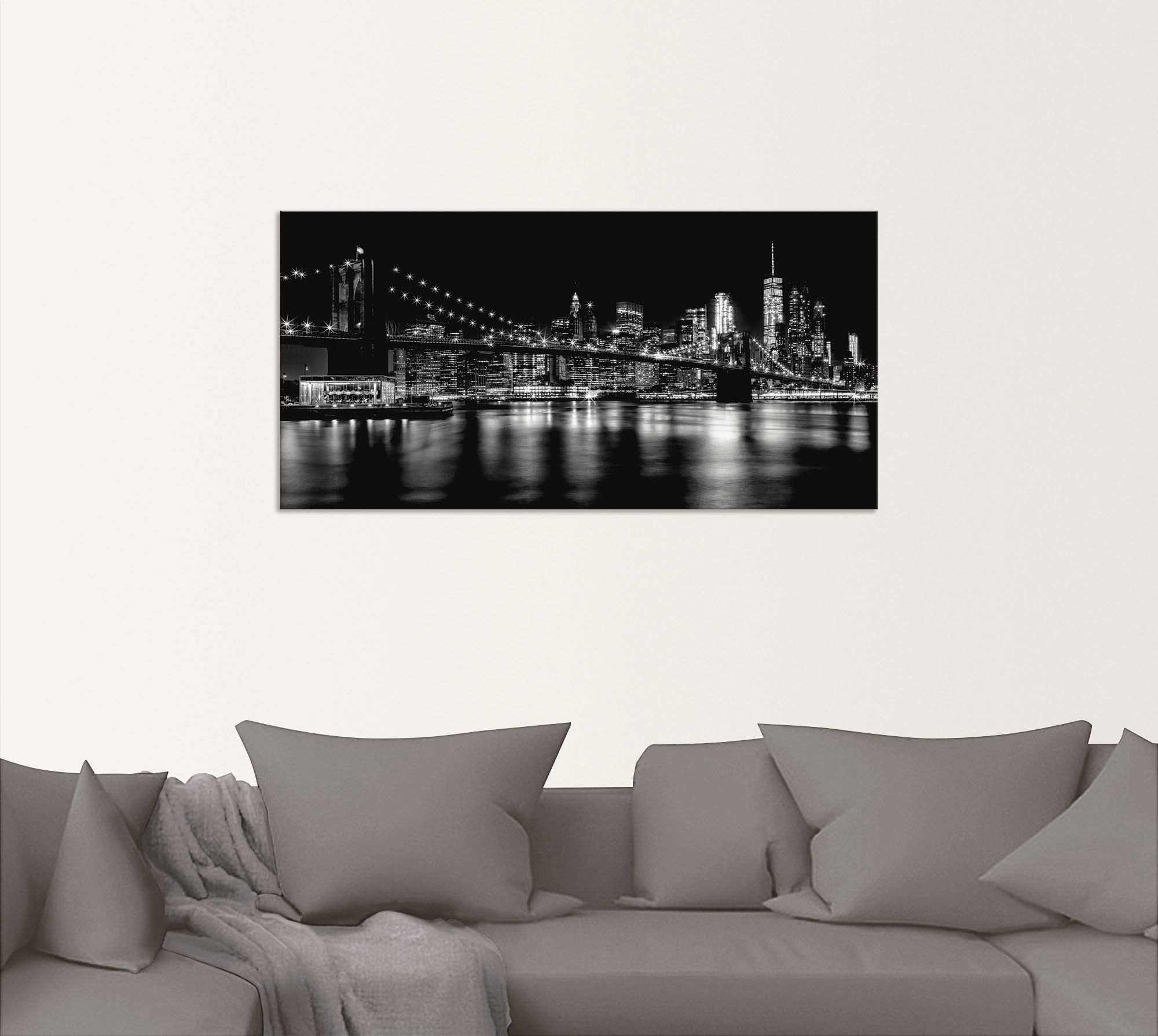 Artland Wandbild »Manhattan Skyline & Brroklyn Bridge«, Amerika, (1 St.), als Alubild, Outdoorbild, Wandaufkleber in verschied. Größen