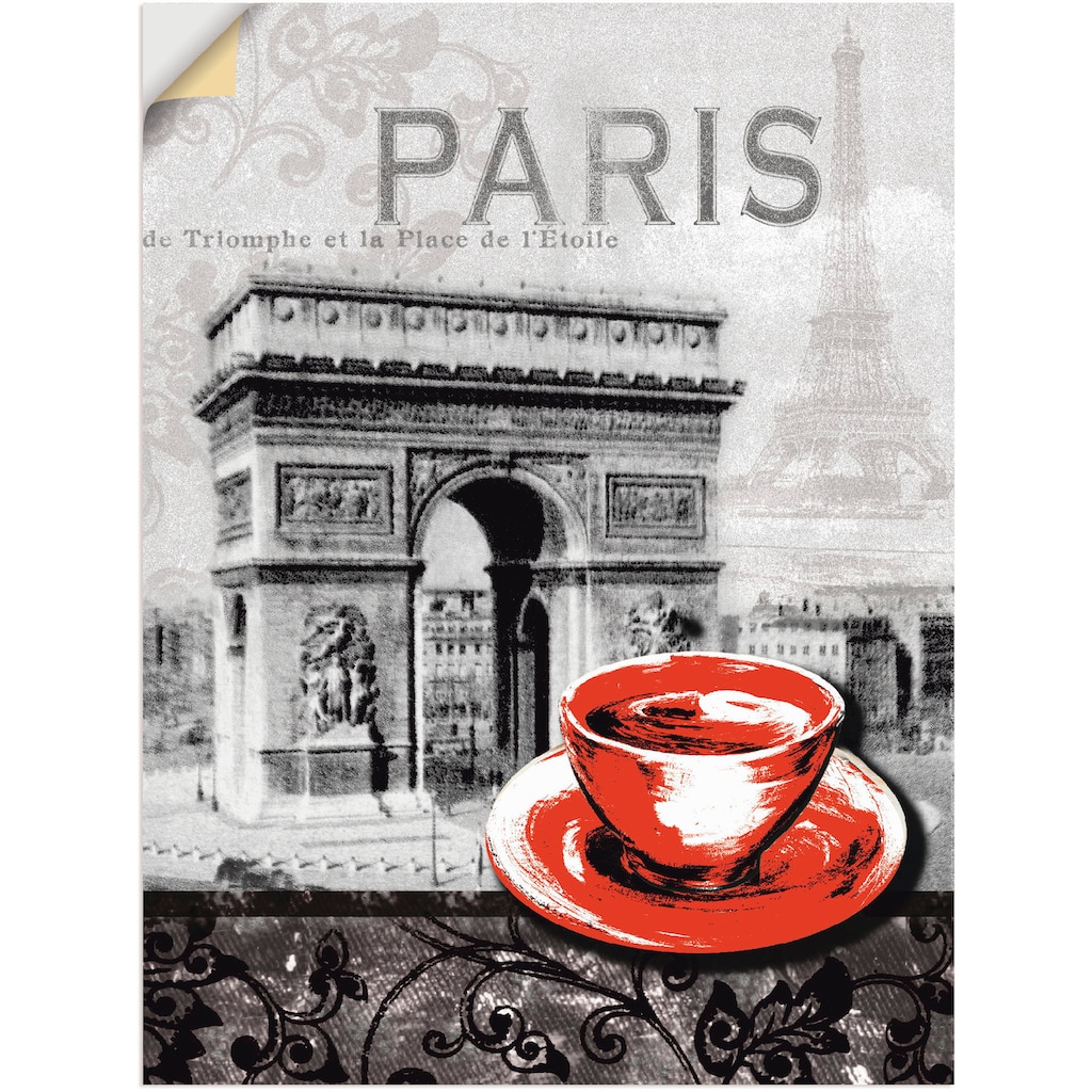 Artland Wandbild »Paris - Café au Lait - Milchkaffee«, Gebäude, (1 St.)