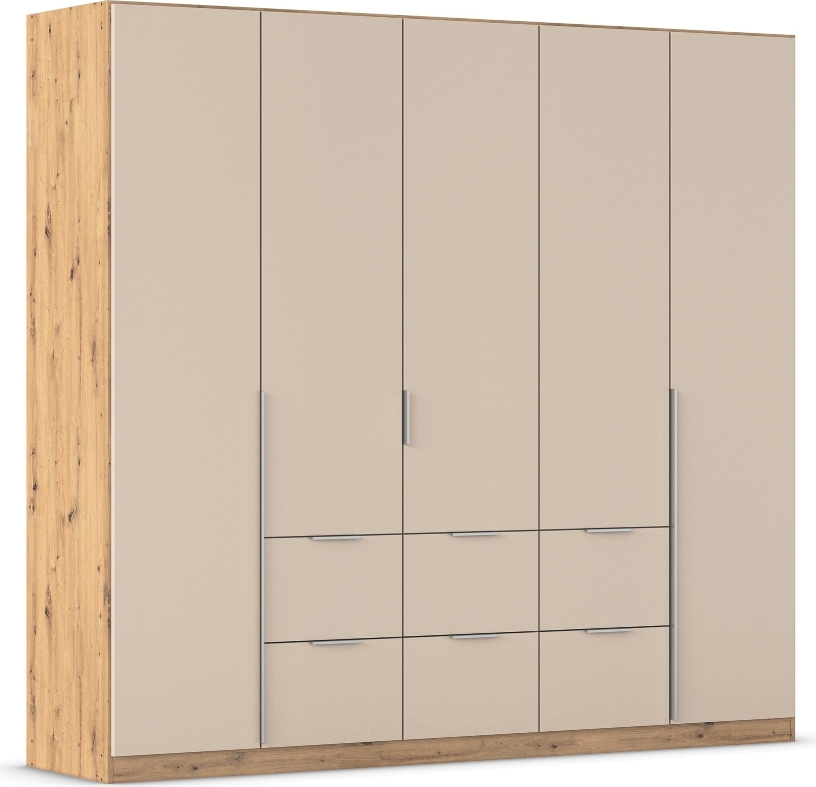 OTTO home Drehtürenschrank "Kleiderschrank Schrank Garderobe AGORDO mit Dekor- oder Hochglanzfront" in zwei Griff-Farben, Breite 226 cm, mit Außenschubkästen, Serie in 7 Breiten und 2 Höhen MADE IN GERMANY