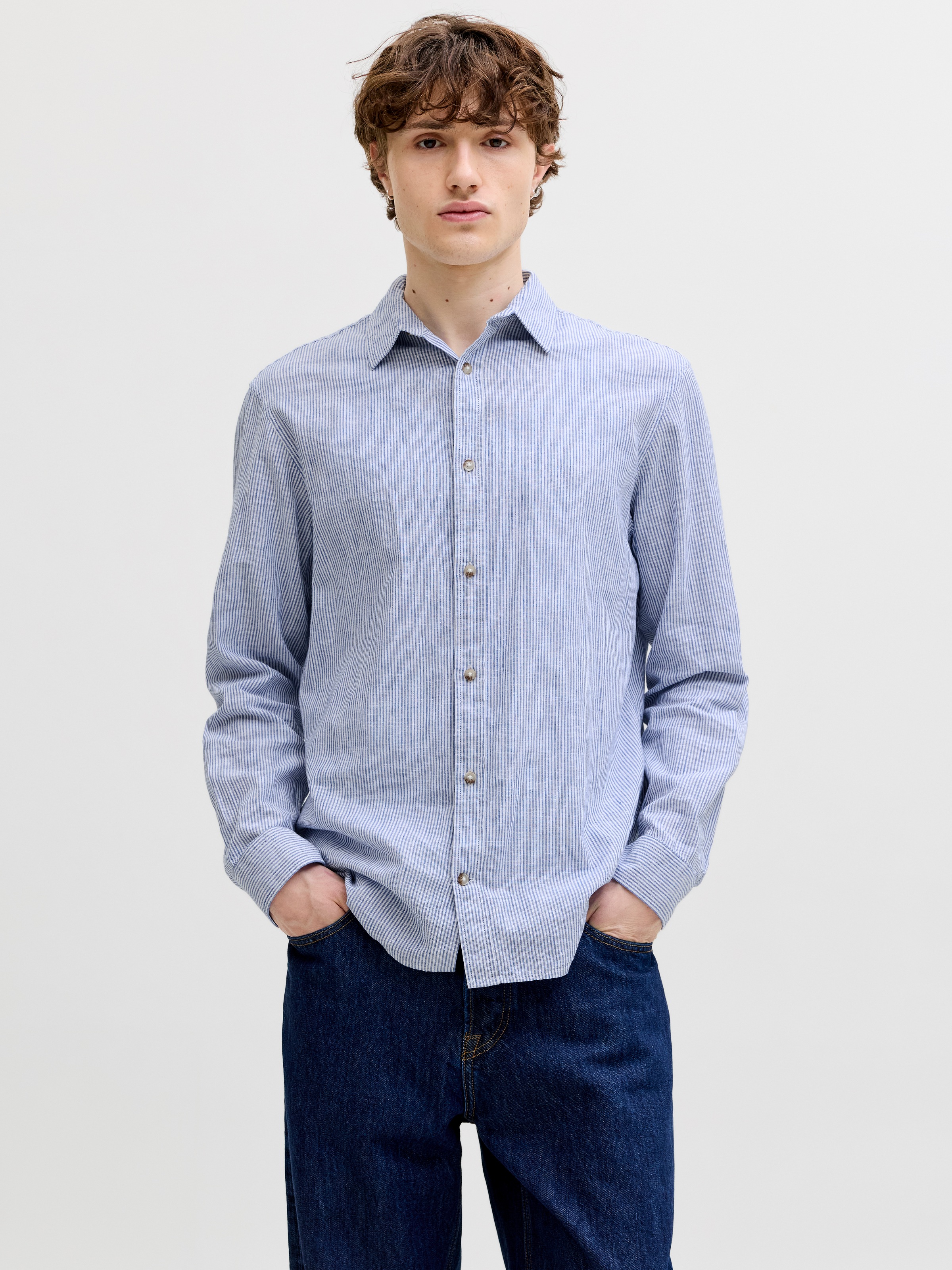 Jack & Jones Langarmhemd "JJESUMMER LINEN BLEND SHIRT L/S SN" Baumwollmisch günstig online kaufen
