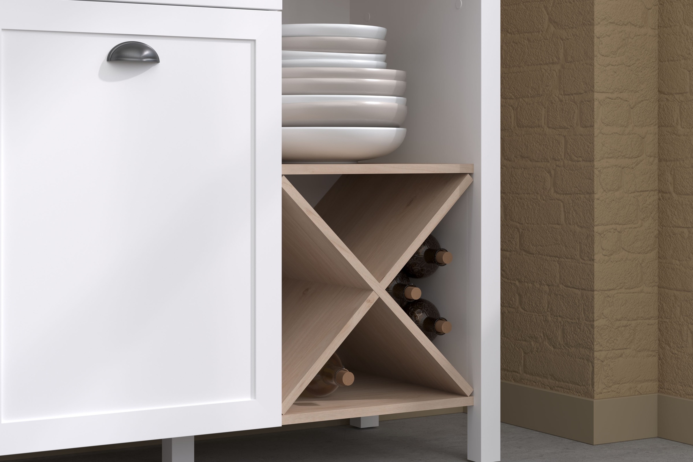 Parisot Schrank-Set »Cottage 1«, (Set, 2 St., Buffet Schrank und Beistellschrank), Viel Stauraum, Flaschenregal, Metallgriffe, MDF, melaminbeschichtet