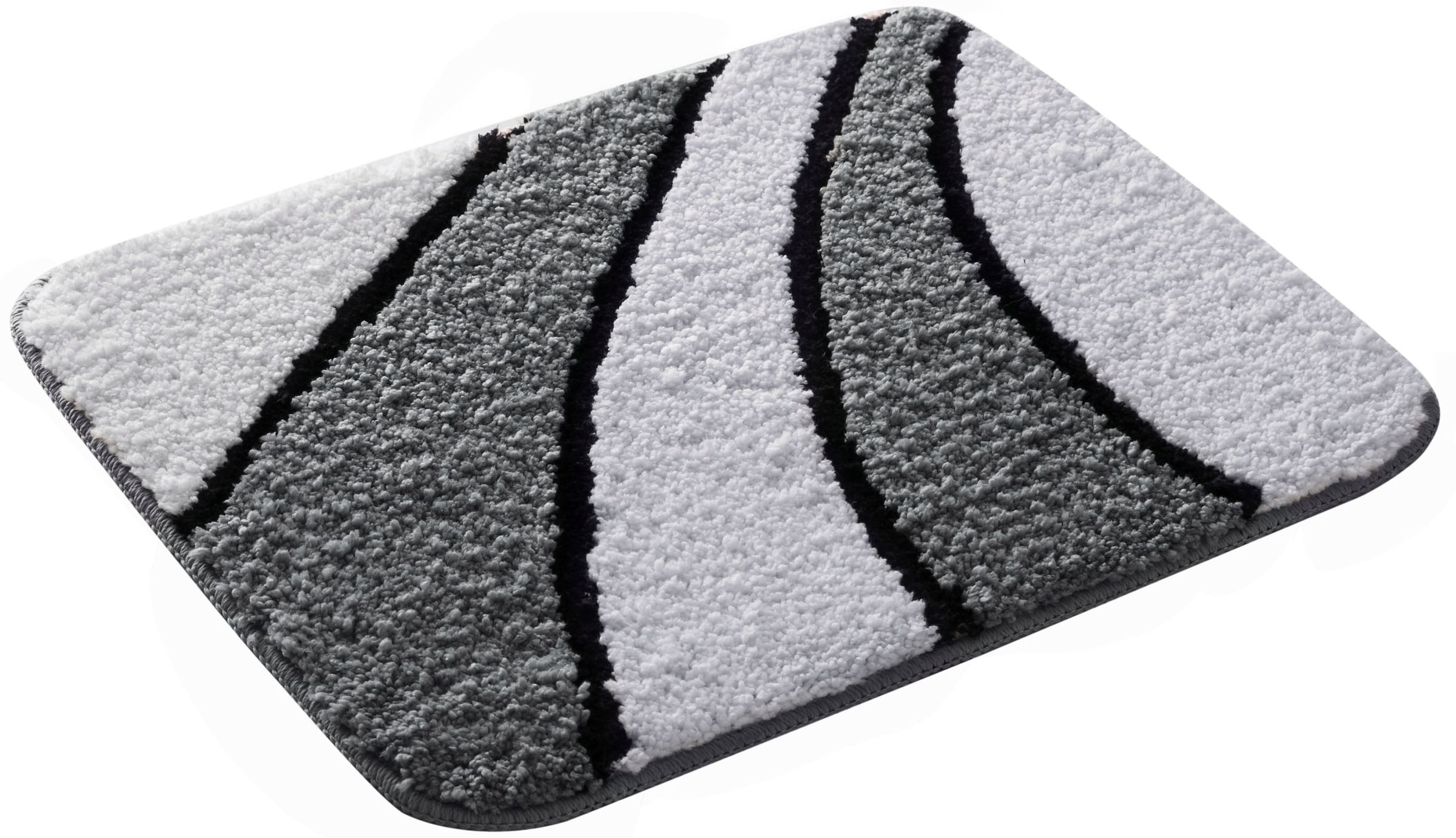 my home Badematte »Anna, Badvorleger, Badezimmer Teppich«, rutschhemmend beschichtet, fußbodenheizungsgeeignet-schnell trocknend, Badteppich, Hoch Tief Effekt, Modern, Weich, Wellen