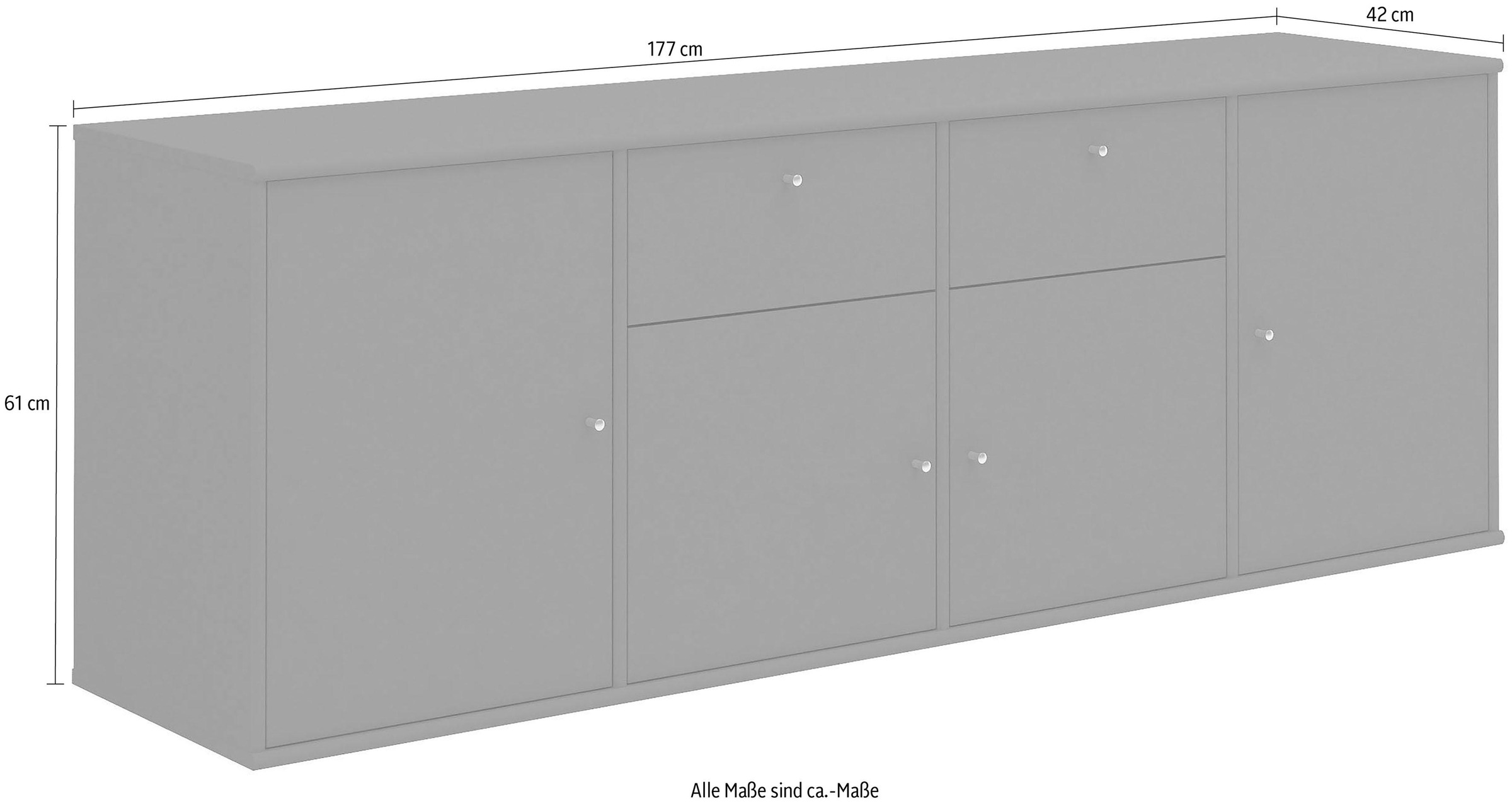 Hammel Furniture Sideboard »Mistral, Hochwertig Schrank, hängend/stehend montierbar«, mit Türen und Schubladen, B: 177 cm, anpassungsbar Designmöbel
