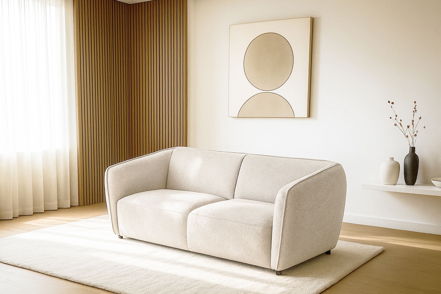 OTTO home 2,5-Sitzer "OSTRUP, Naturtöne, Boucle oder Chenille" Breite 201 cm, organische Form mit sanften Rundungen
