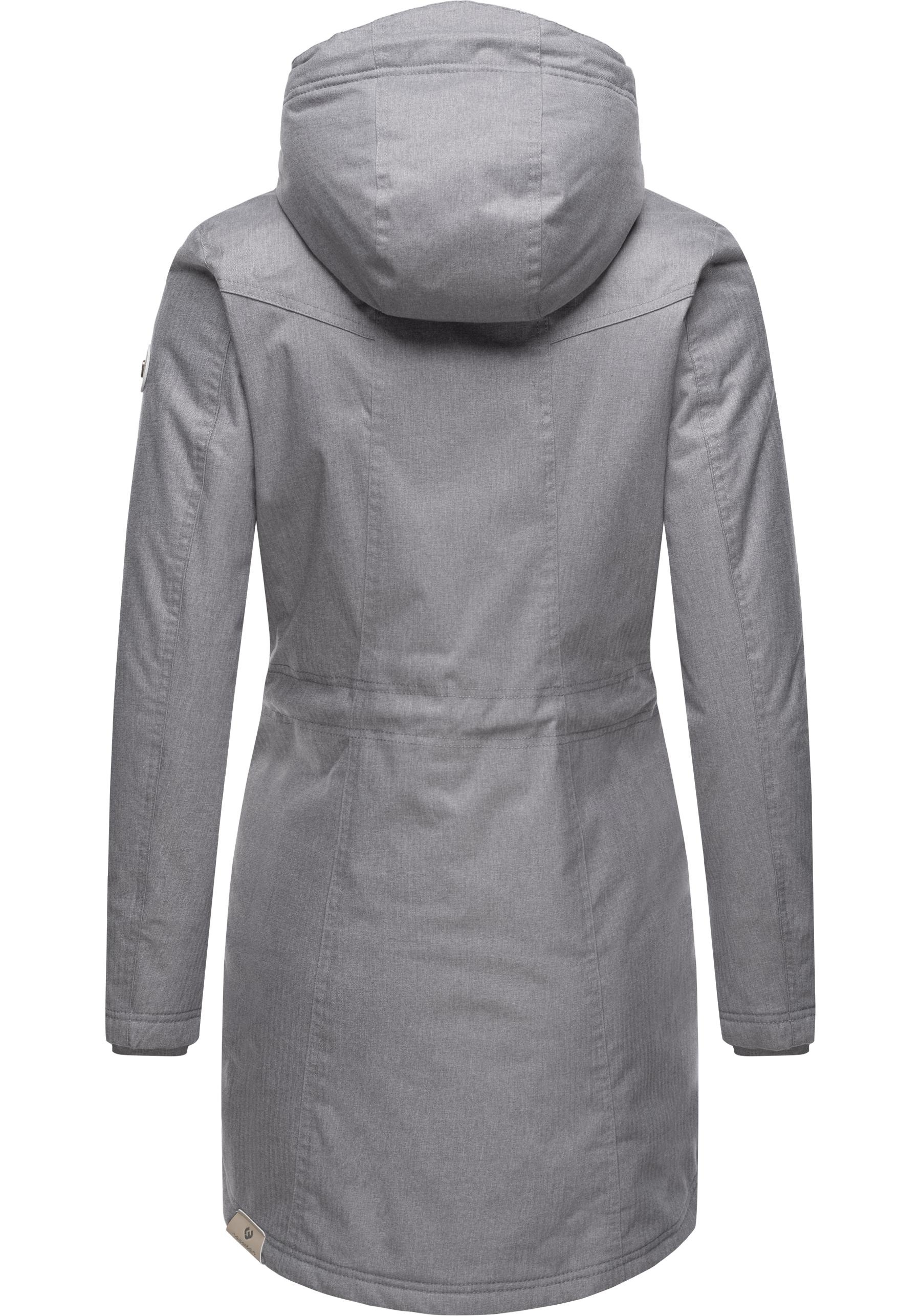 Ragwear Wintermantel »Elsie Melange«, Wasserdichter Winterparka mit Kapuze und Teddyfleece