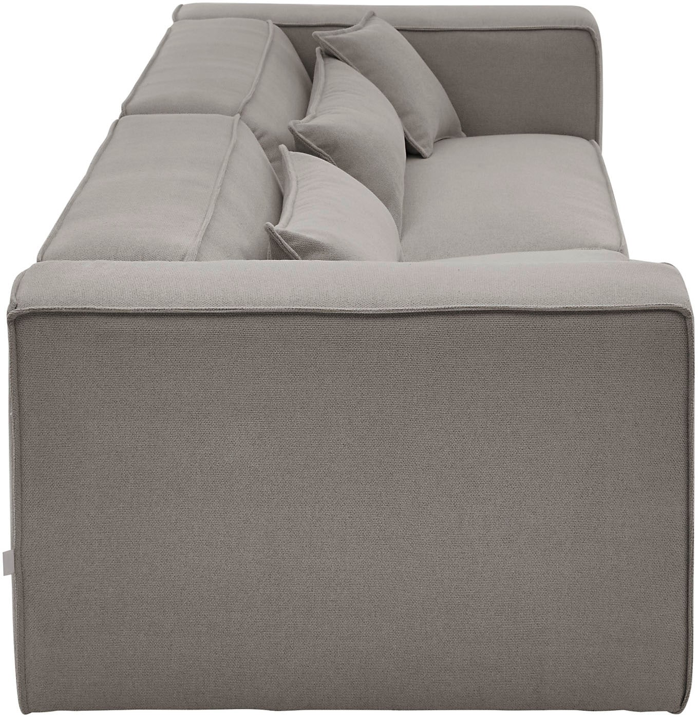 LeGer Home by Lena Gercke 3-Sitzer »PIARA, Couch mit Kedernaht, Sofa in Cord oder Leinenoptik«, schwarze Füße, bequemer Sitzkomfort