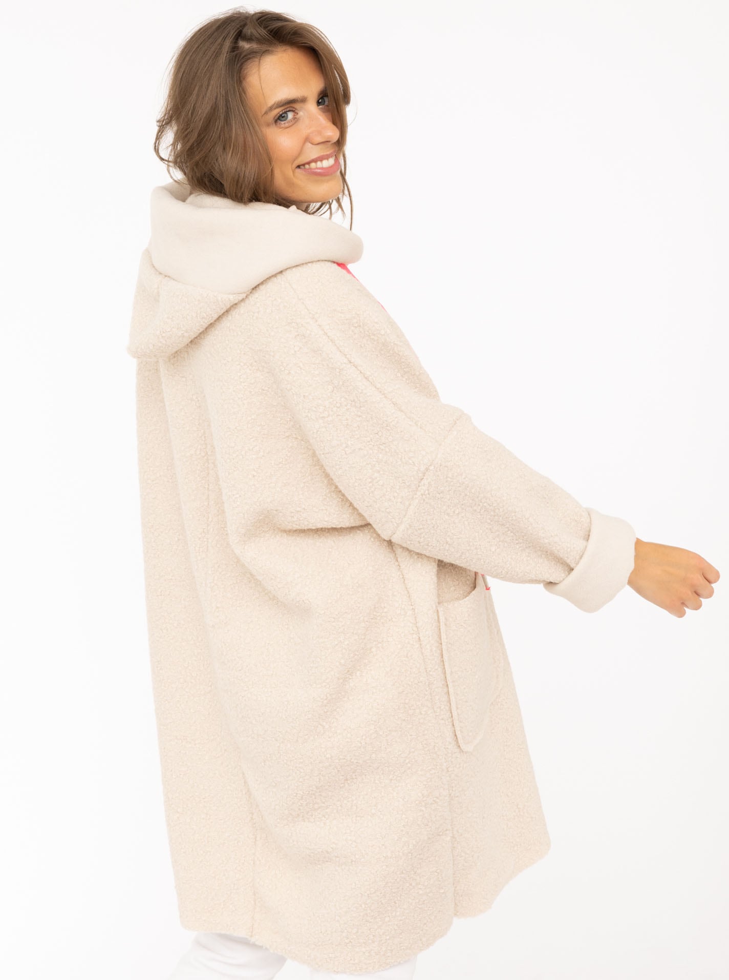 Zwillingsherz Kurzmantel »"Neon"« aus Teddystoff mit Kapuze, Reißverschluss und Taschen