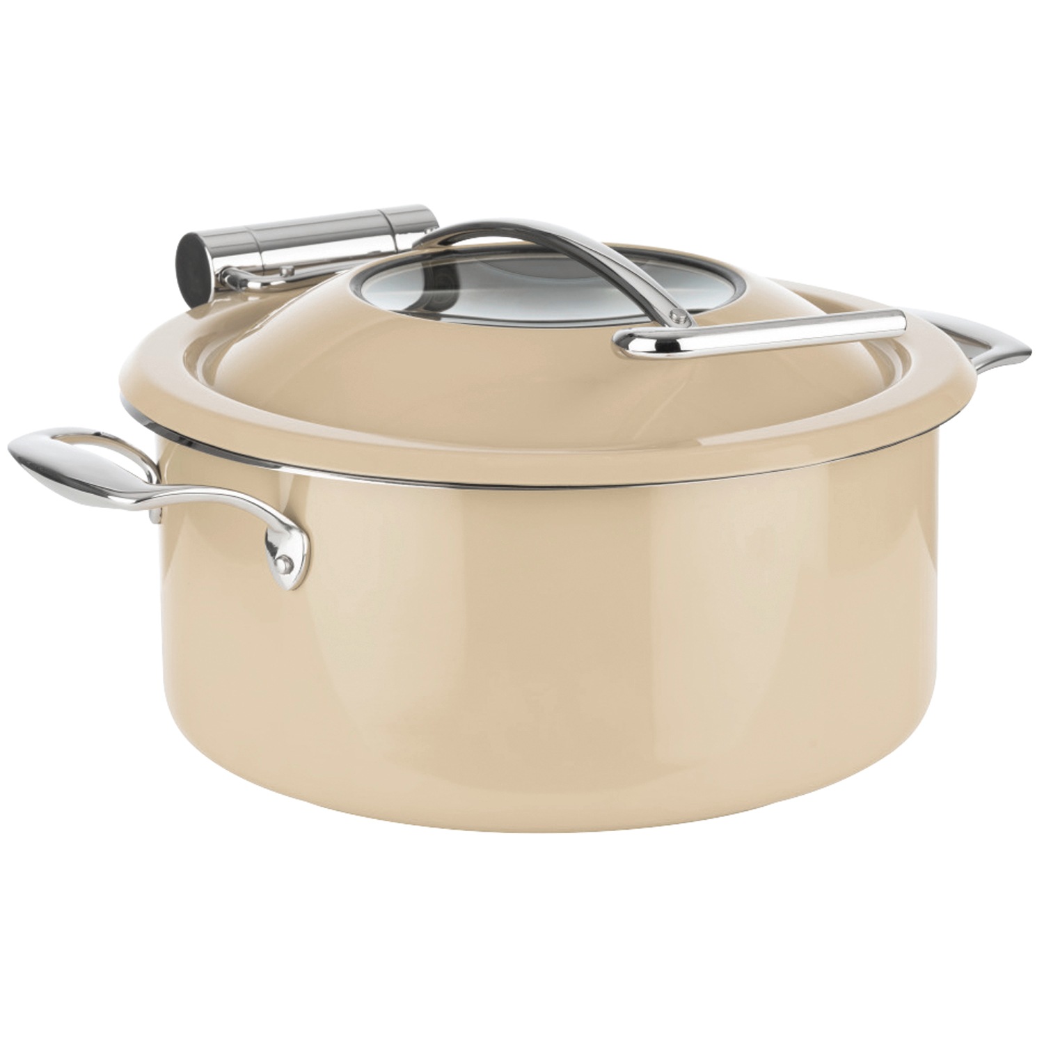 APS Speisenwärmer "Chafing Dish -ORBIT-", B:39,5cm H:17,5cm L:34,5cm Ø:30,5cm, beige, Stövchen, 18/8 Edelstahl, Topf mit induktionsfähigem Sandwich-