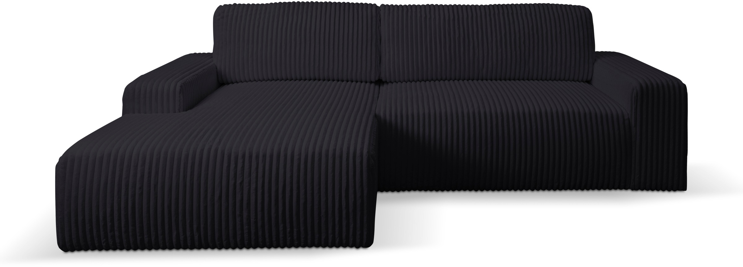 WERK2 Ecksofa »Rotterdam-L, kuschelweicher Cord oder Breitcord, L-Form, Breite 267 cm«, Design Ecksofa mit Schlaffunktion & Bettkasten, Breitcord, Schwarz