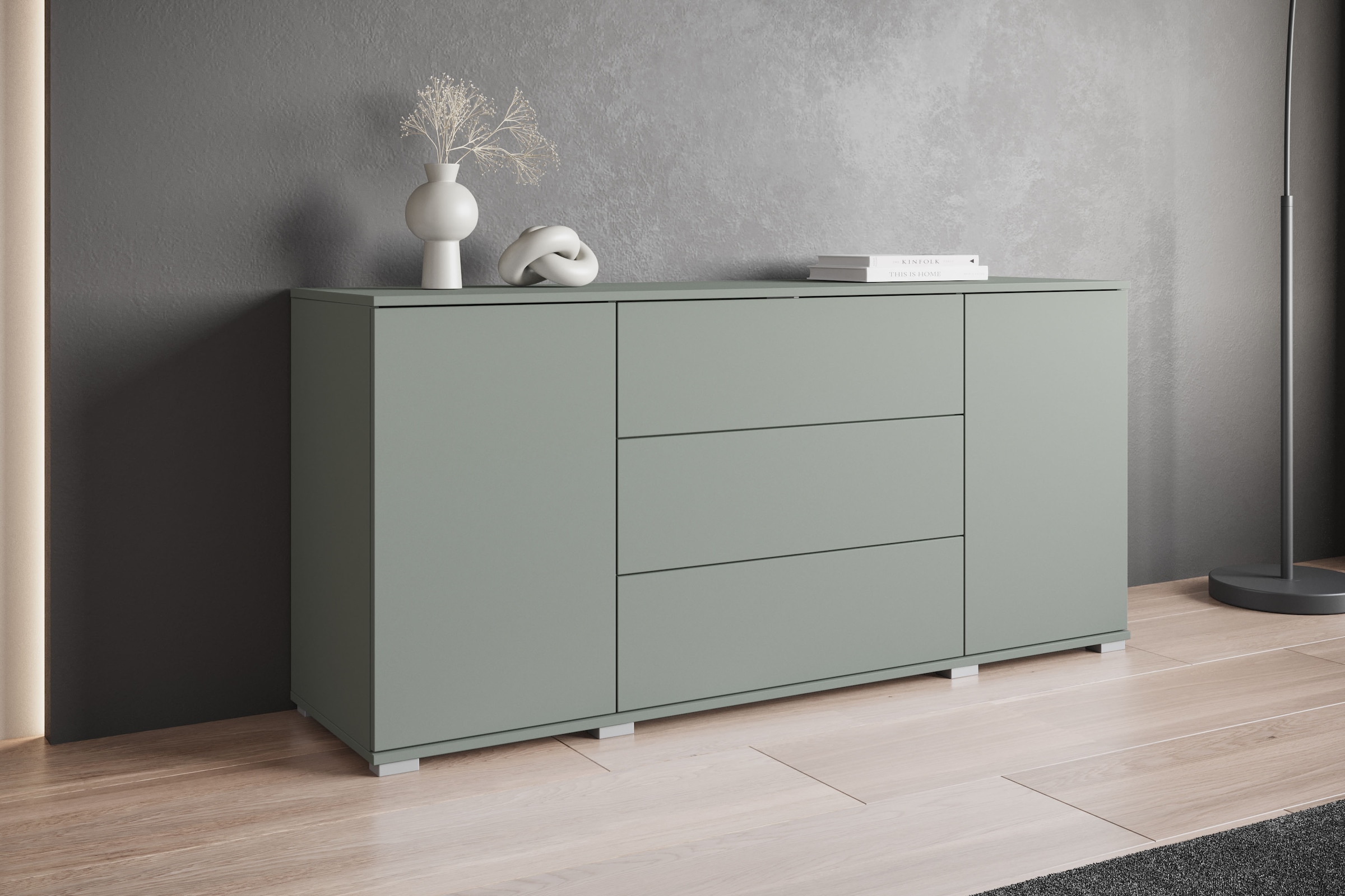 INOSIGN Sideboard »Kenia«, (1 St.), Modernes Sideboard mit 3 Schubladen und 4 Fächern, Breite 150 cm