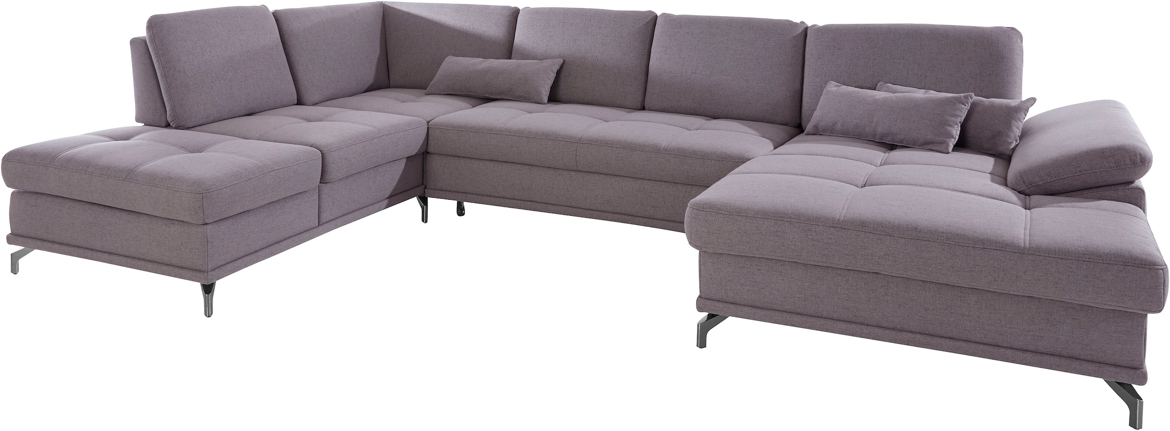 Places of Style Wohnlandschaft »Costello U-Form, mit Sitztiefenverstellung, Armteilverstellung und«, 3 Nierenkissen, optional Bettfunktion und Bettkasten