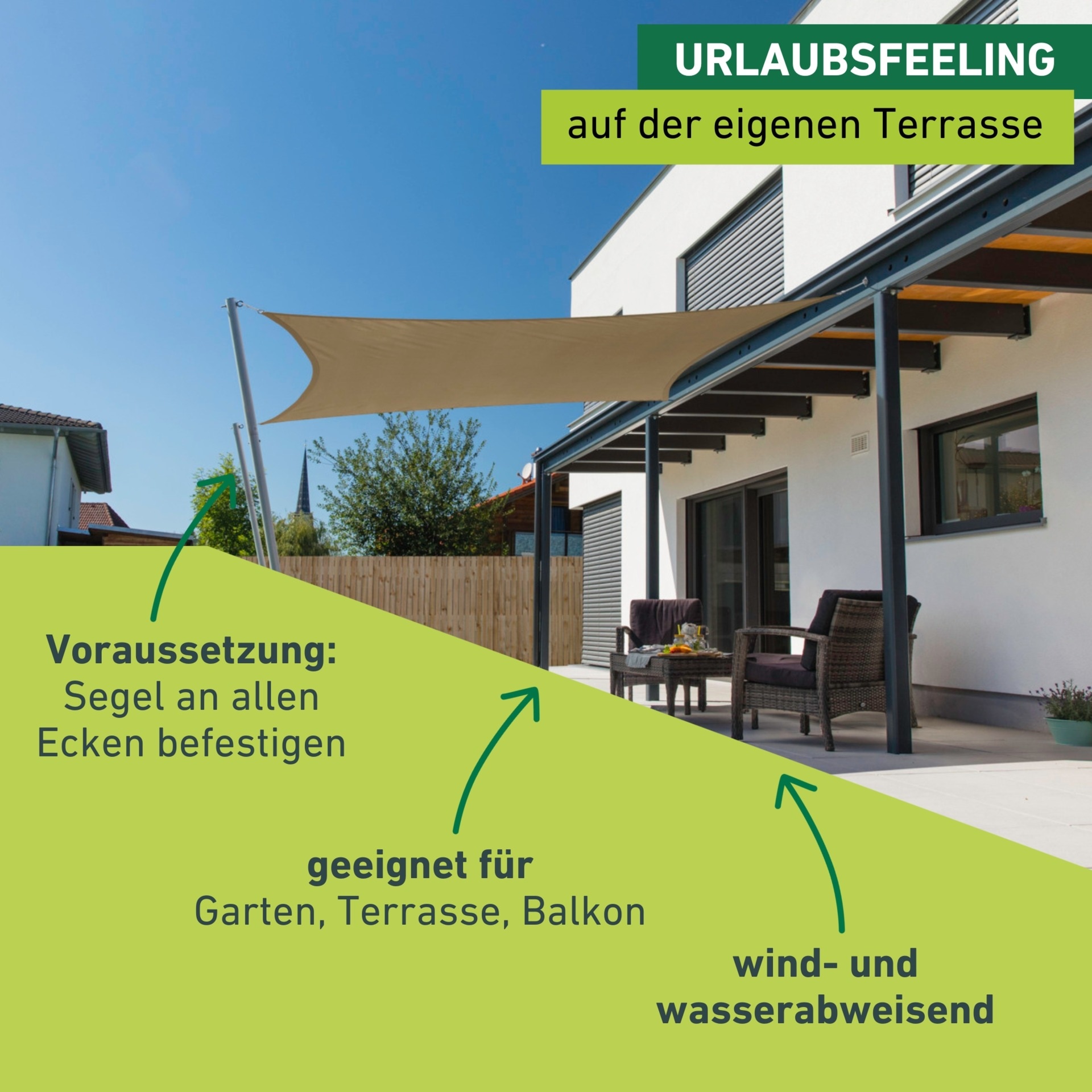 Windhager Sonnensegel »Cannes, Quadrat Segel zur Beschattung von Garten, Terrasse, Balkon« Sonnenschutz 4 x 4 m, erhältlich in anthrazit, grau, taupe oder weiß
