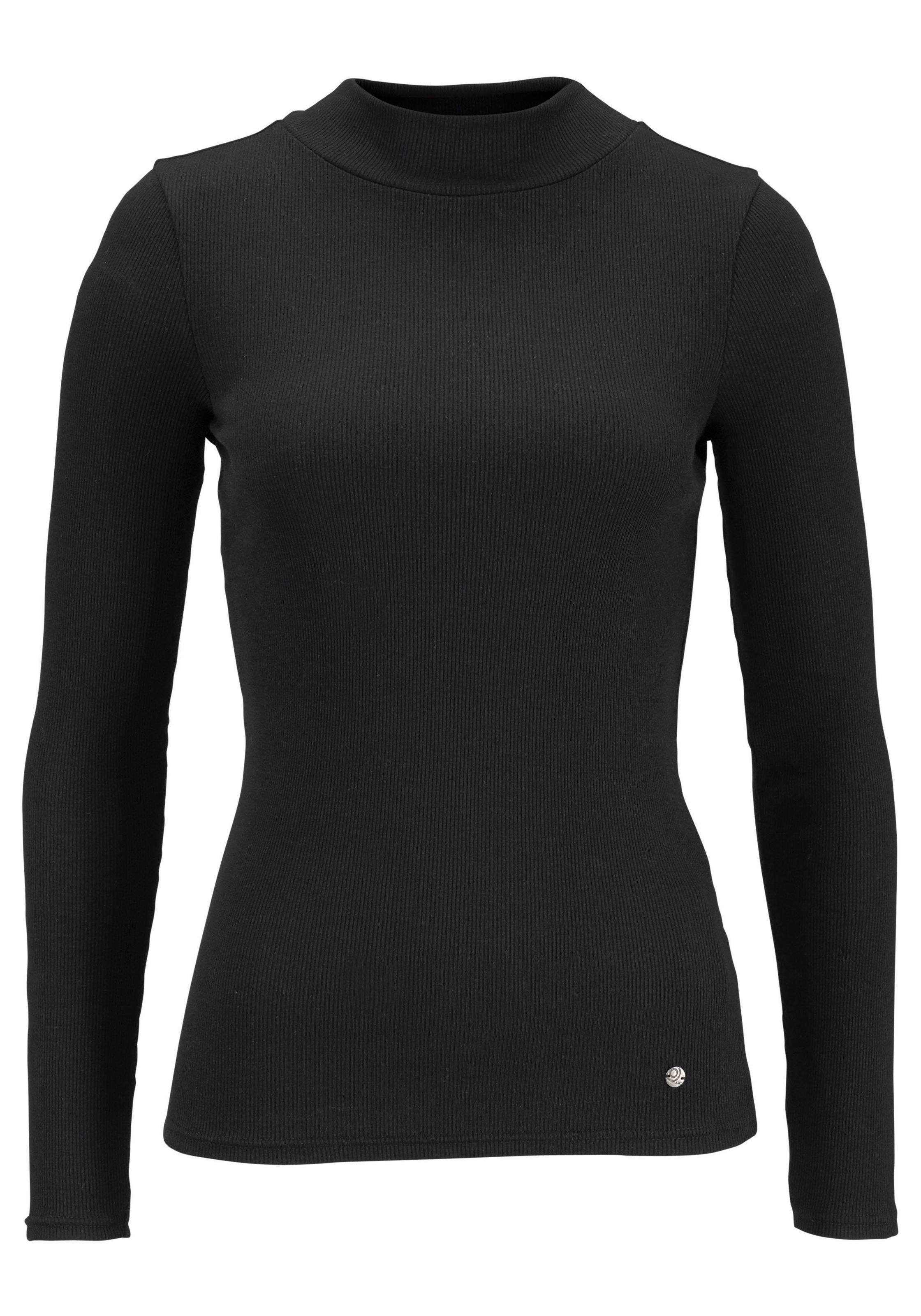 AJC Langarmshirt, langärmelig, Basic-Stil, Stehkragen, ideal für Büro und Freizeit