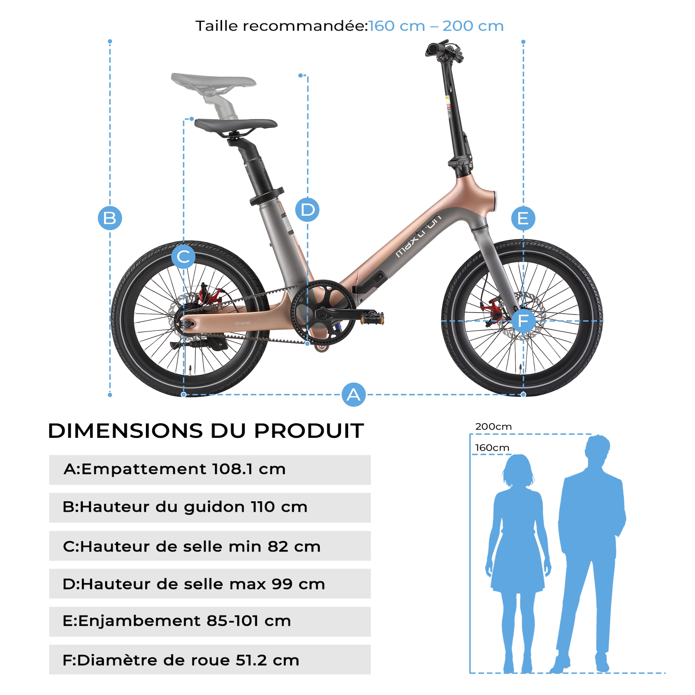 Maxtron »Smart 30 Urban« Heckmotor 250 W E-Klapprad kompakt und flexibel für Stadt & Reise
