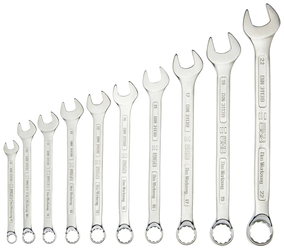 WGB BASIC PLUS Gabel- und Ringschlüssel »Ringmaulschlüssel-Satz«, (Set, 10  St.), Ringseite gekröpft, Chrom-Vanadium Stahl, verchromt günstig | BAUR