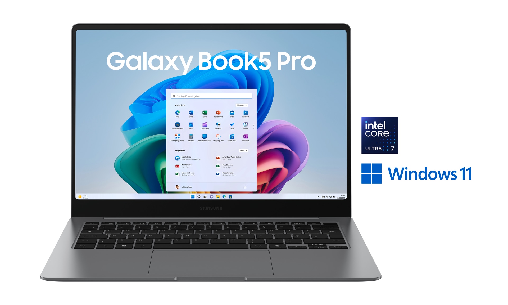 Samsung Notebook »Book5 Pro 14 (NP940X) Intel Core Ultra 7 16GB+512GB AMOLED 2X-Display«, 35,56 cm, / 14 Zoll, Intel, Ultra 7, ARC, 512 GB SSD