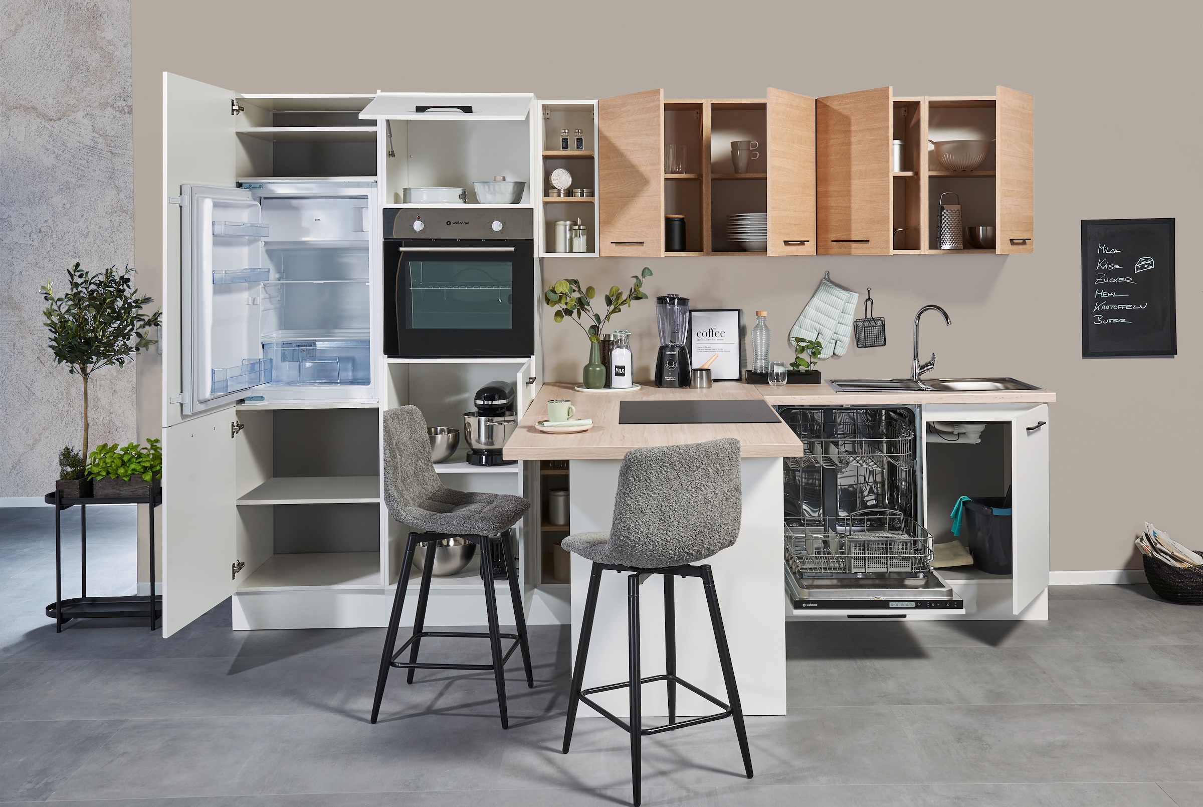 BASIC by Balculina Küchenzeile »Girona B/H/T 325x211x200 cm« Breite 325cm, wahlweise mit E-Geräte, Softclose