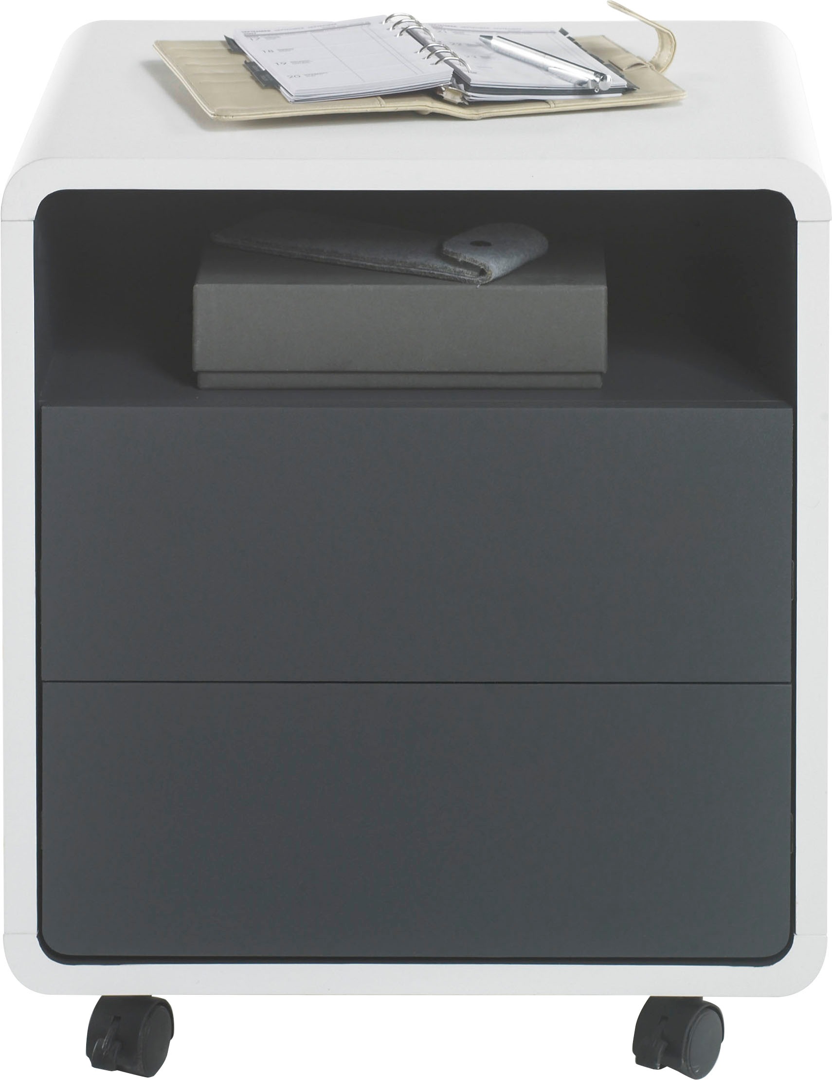 Thumbnail - MCA furniture Rollcontainer "Tadeo" weiß matt, Absetzungen in Grau Matt