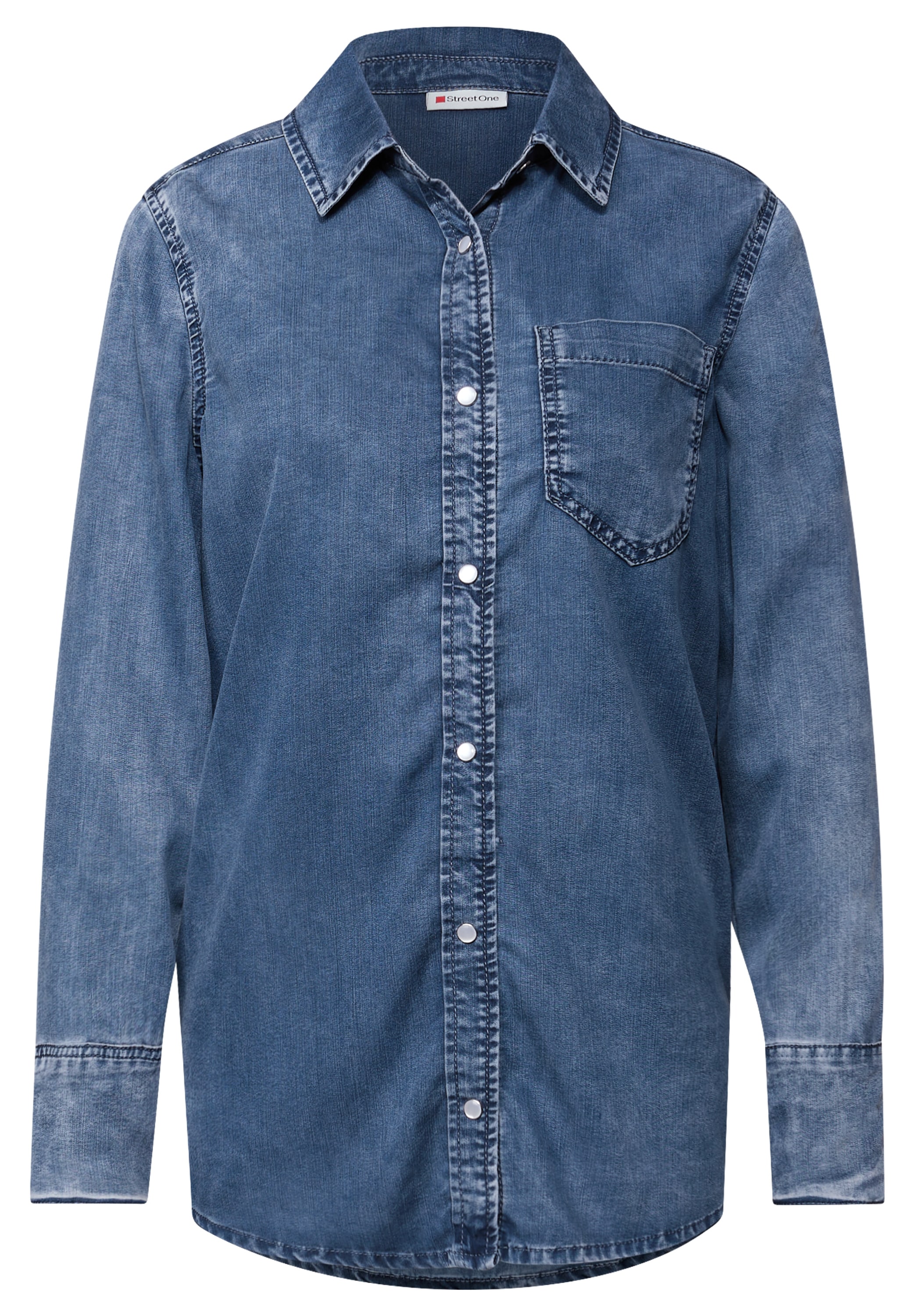 STREET ONE Jeansbluse, mit Brusttasche