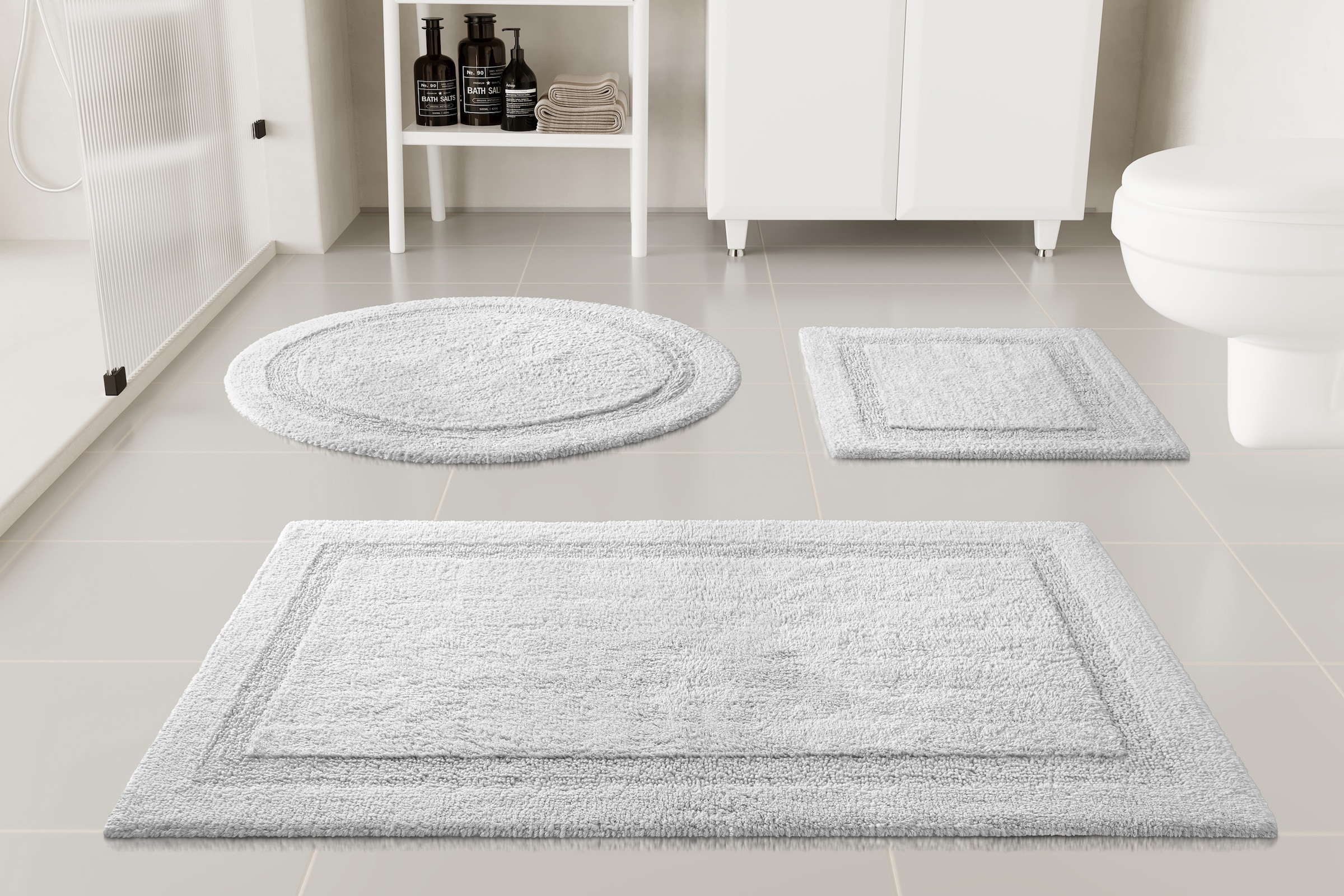 OTTO home Badematte »Meellor« Höhe 20 mm rutschhemmend beschichtet fußbodenheizungsgeeignet Badteppich, getuftet, modern, Uni, antirutsch, flauschig, Baumwolle