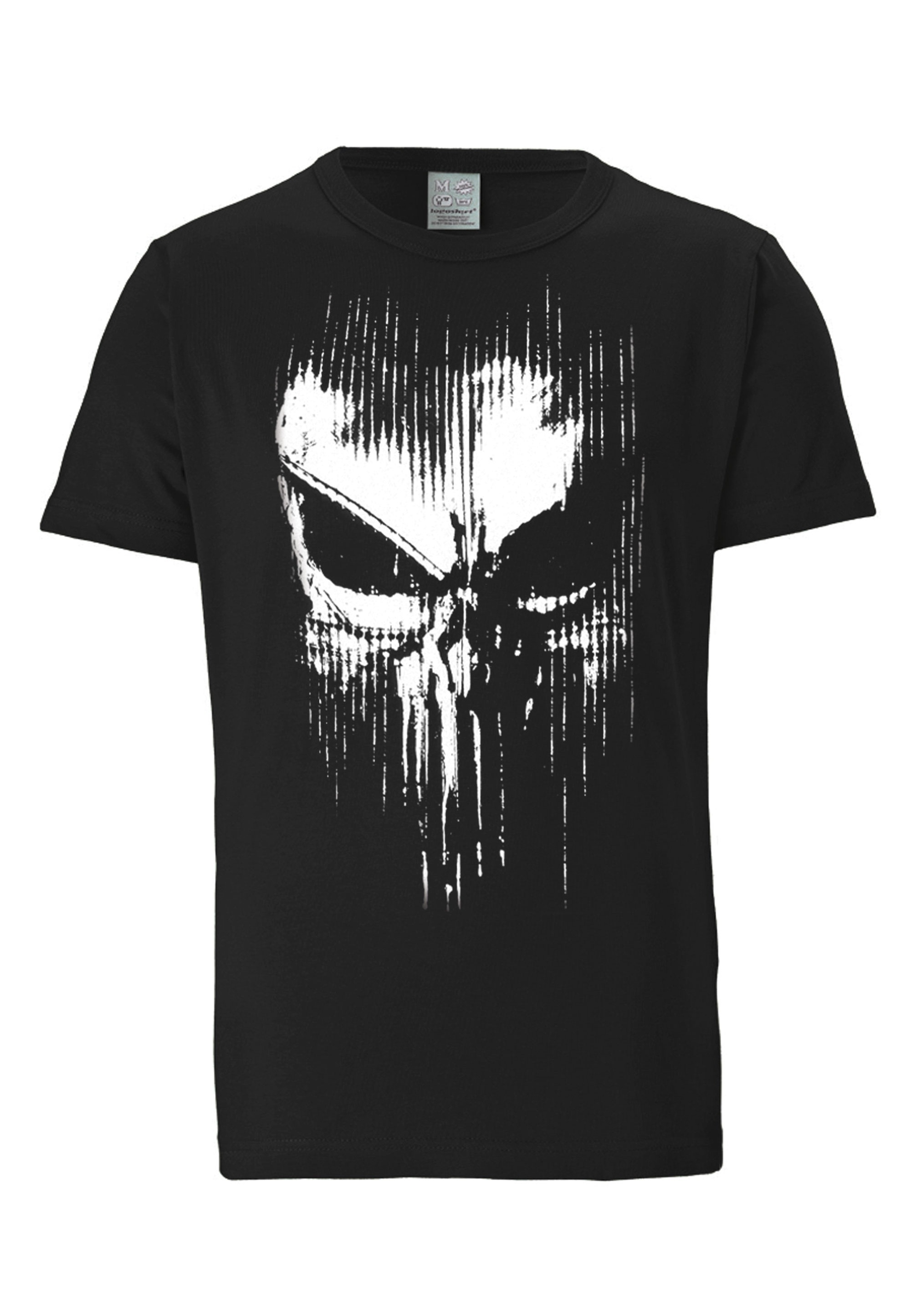 Thumbnail - LOGOSHIRT T-Shirt "Marvel - Punisher Striped Skull" mit coolem Print