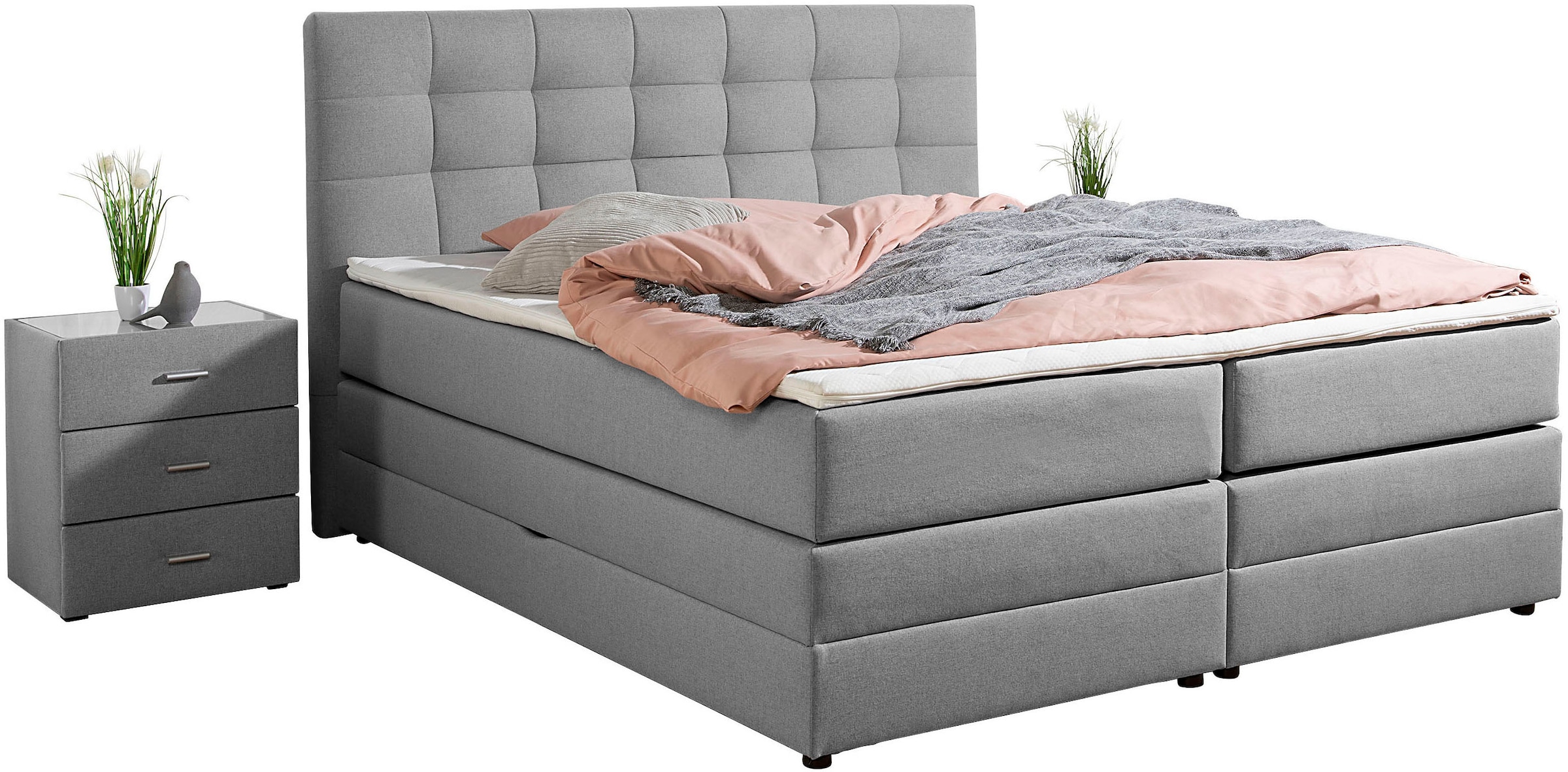 Home affaire Boxspringbett "Ethan" inkl. Topper und geräumigen Bettkasten e günstig online kaufen