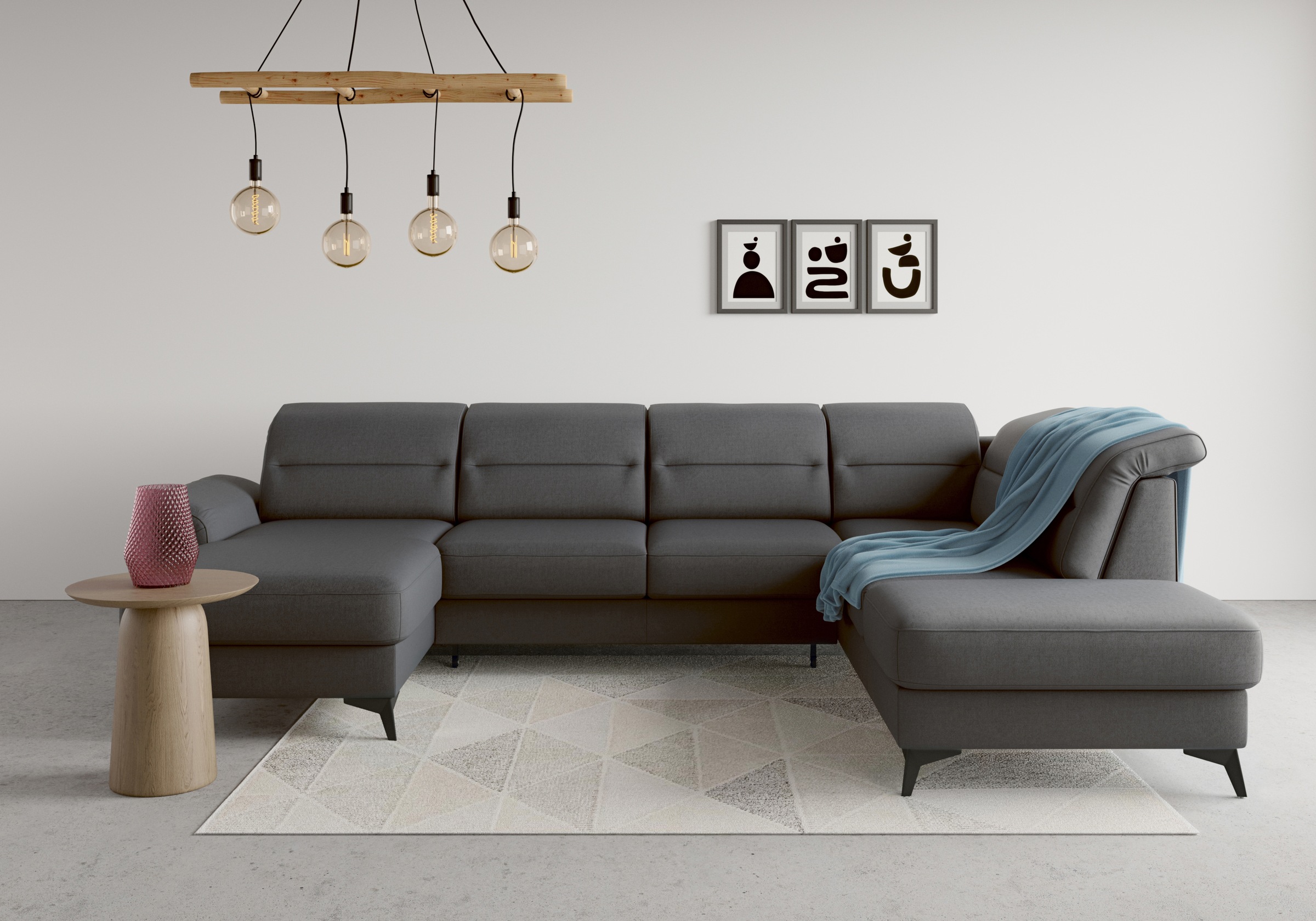 sit&more Wohnlandschaft "Sinatra U-Form" optional mit Kopfteilverstellung und Armteilfunktion, Metallfüße