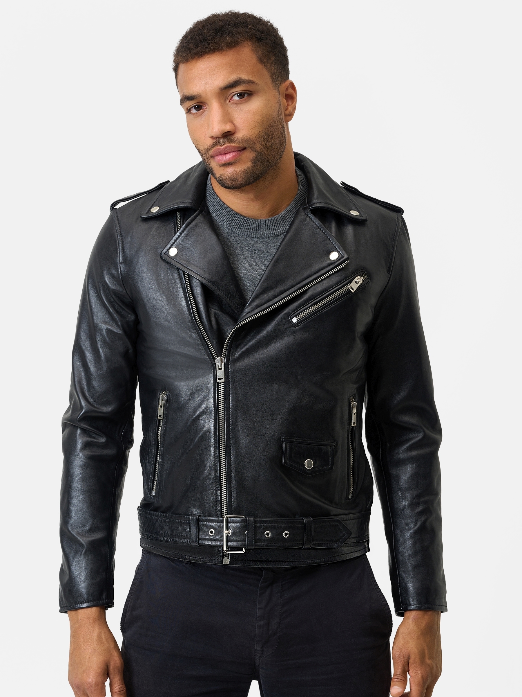 RICANO Bikerjacke »Lederjacke Marco« ohne Kapuze Handgefertigt aus echtem Leder