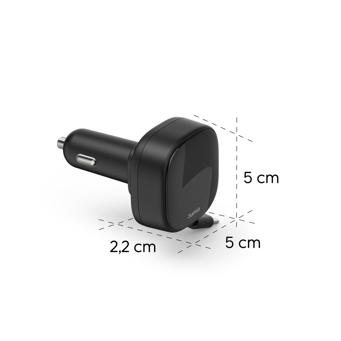 Hama Schnelllade-Gerät »Auto Ladeadapter USB C mit ausziehbarem Kabel 30W« Ausziehbares Kabel, Dual USB-C, 30W Schnellladen, PD 3.0, Schutzchip