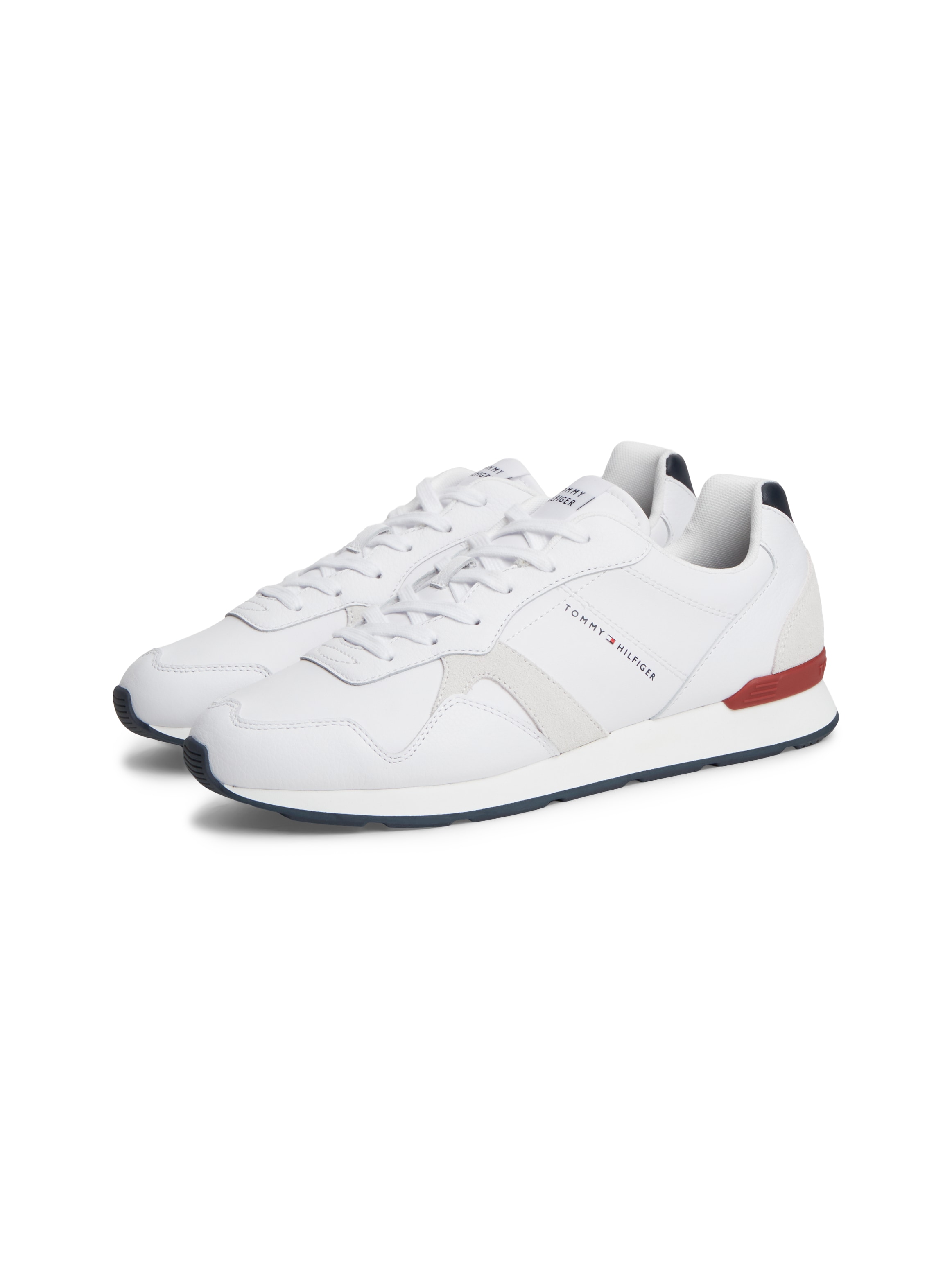 Tommy Hilfiger Sneaker "T HILFIGER CORE LTH RUNNER" Freizeitschuh, Halbschuh, Schnürer mit Kontrastbesatz an der Ferse