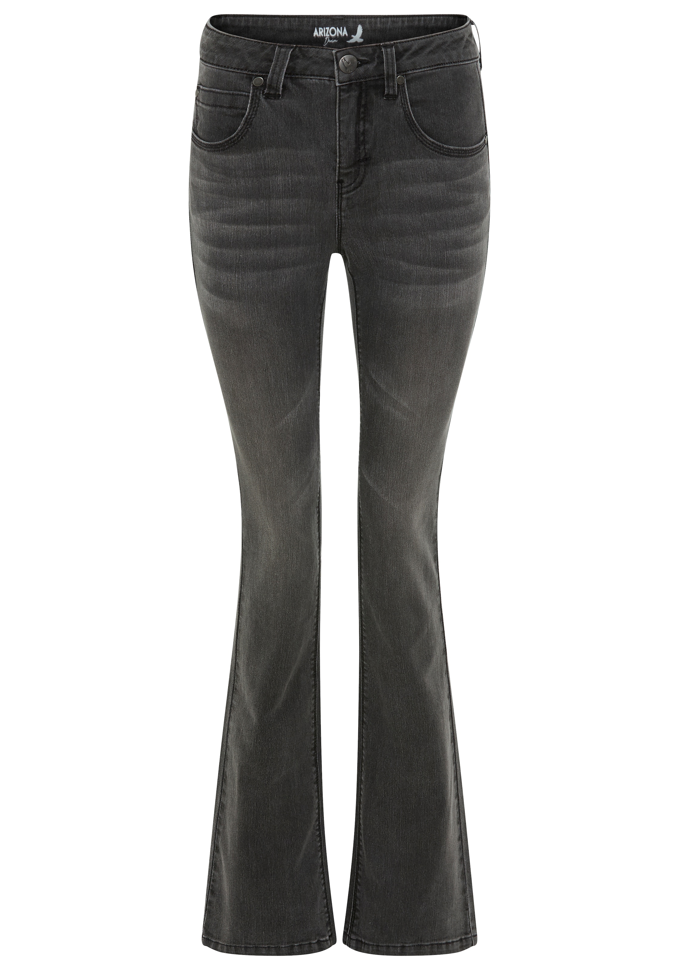 Arizona Bootcut-Jeans »Shaping«, bootcut, Kontrastnähte, Used-Look-Waschung, niedrige Leibhöhe